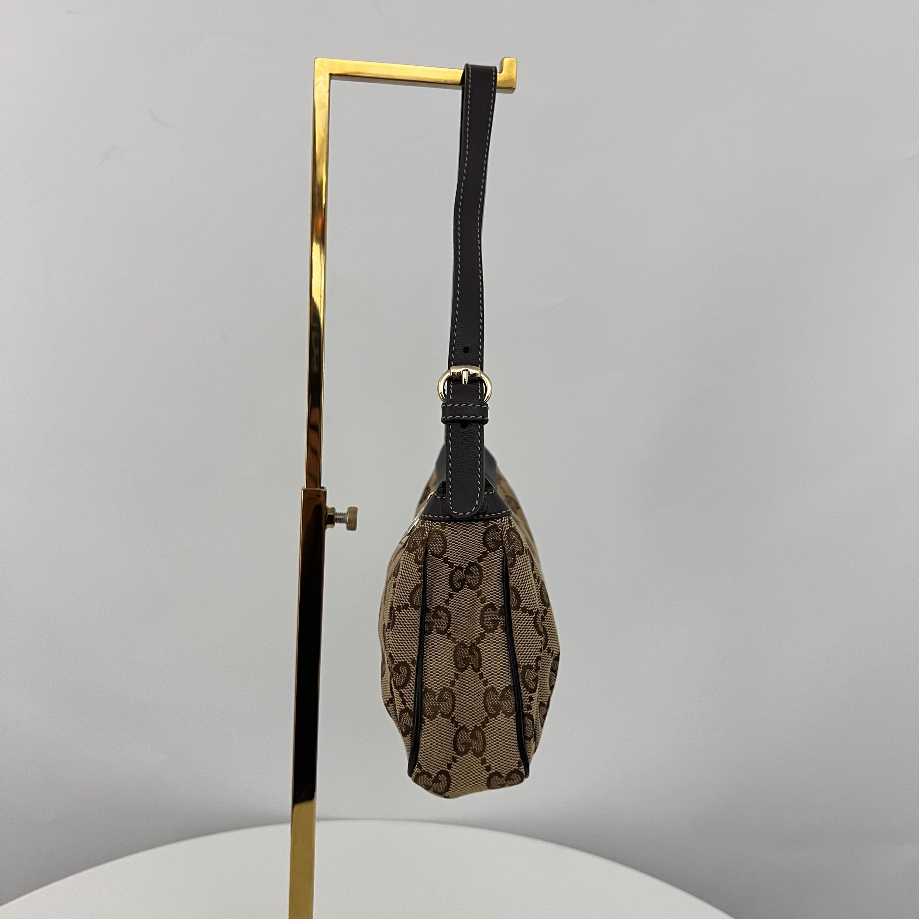 Sac GUCCI GG Heart Charm toile et cuir marron