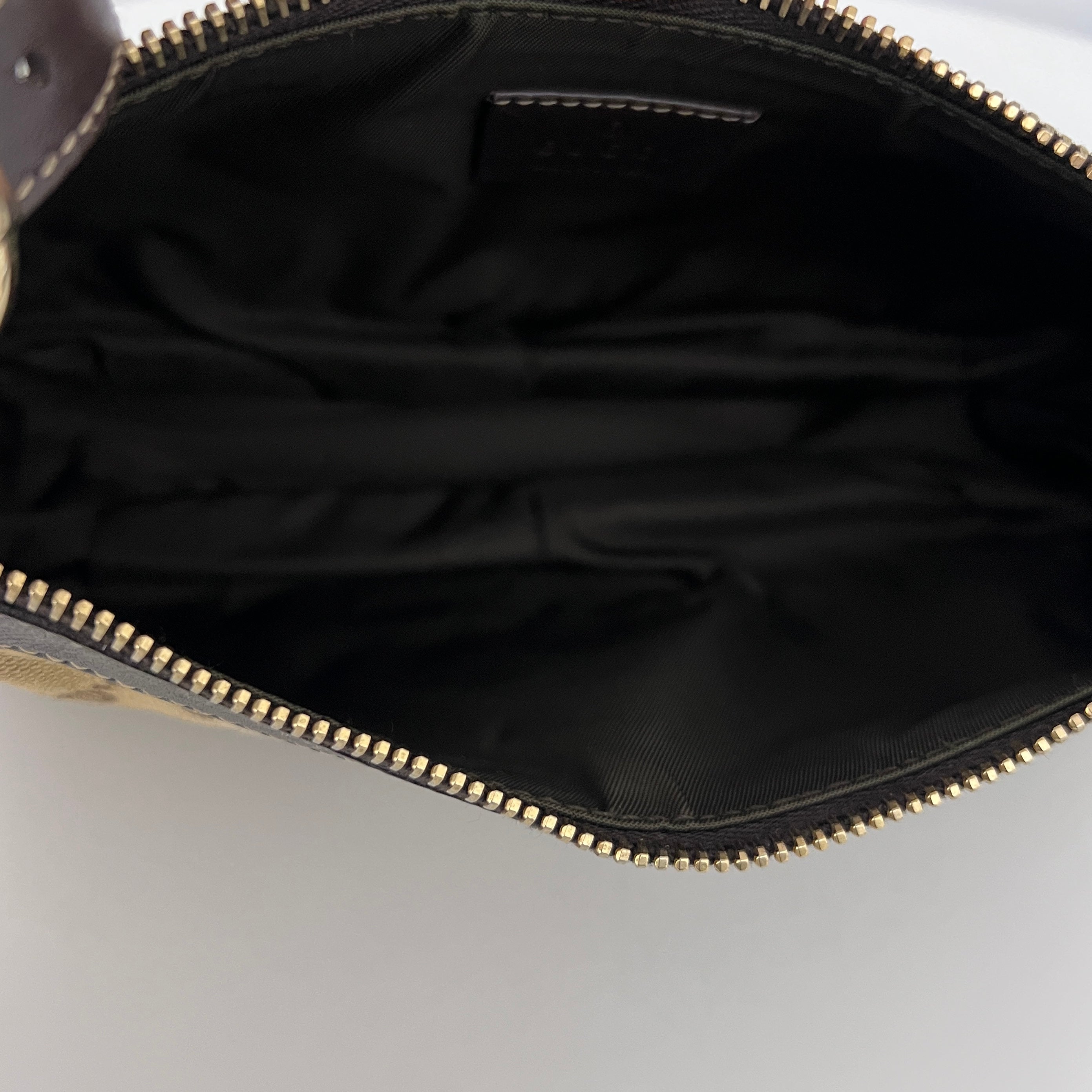 Sac GUCCI GG Heart Charm toile et cuir marron