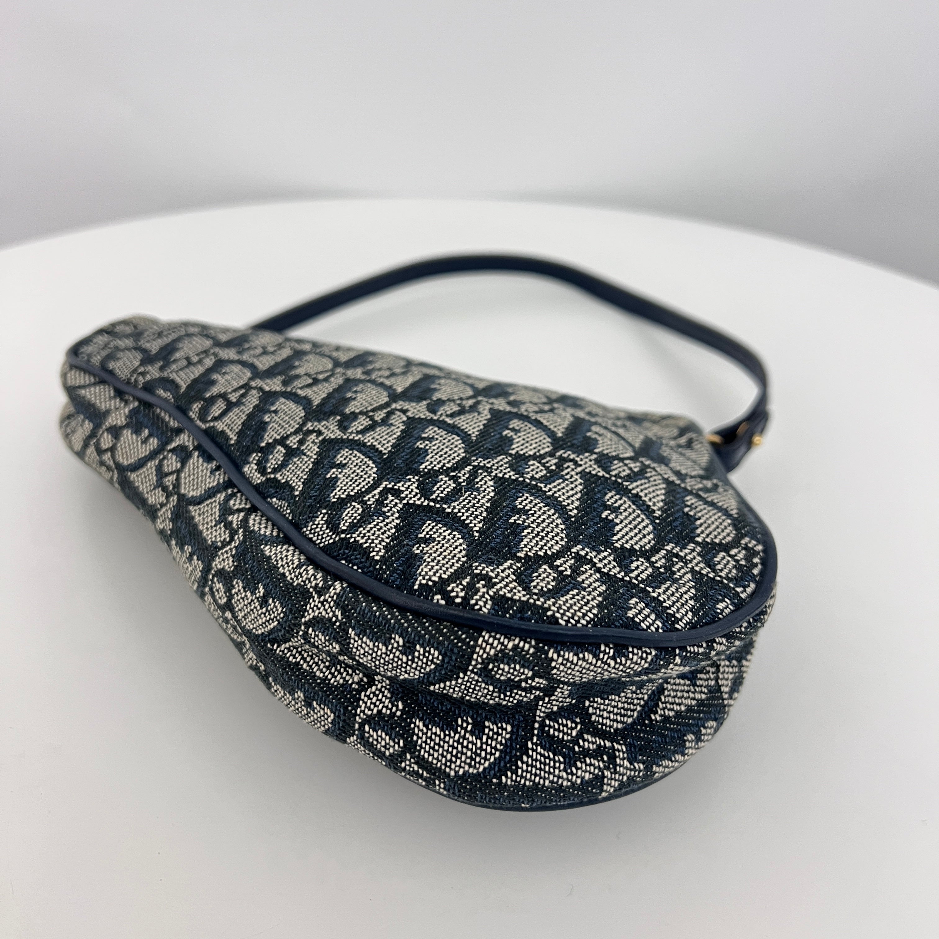 Sac DIOR Saddle Pouch toile et cuir bleu marine