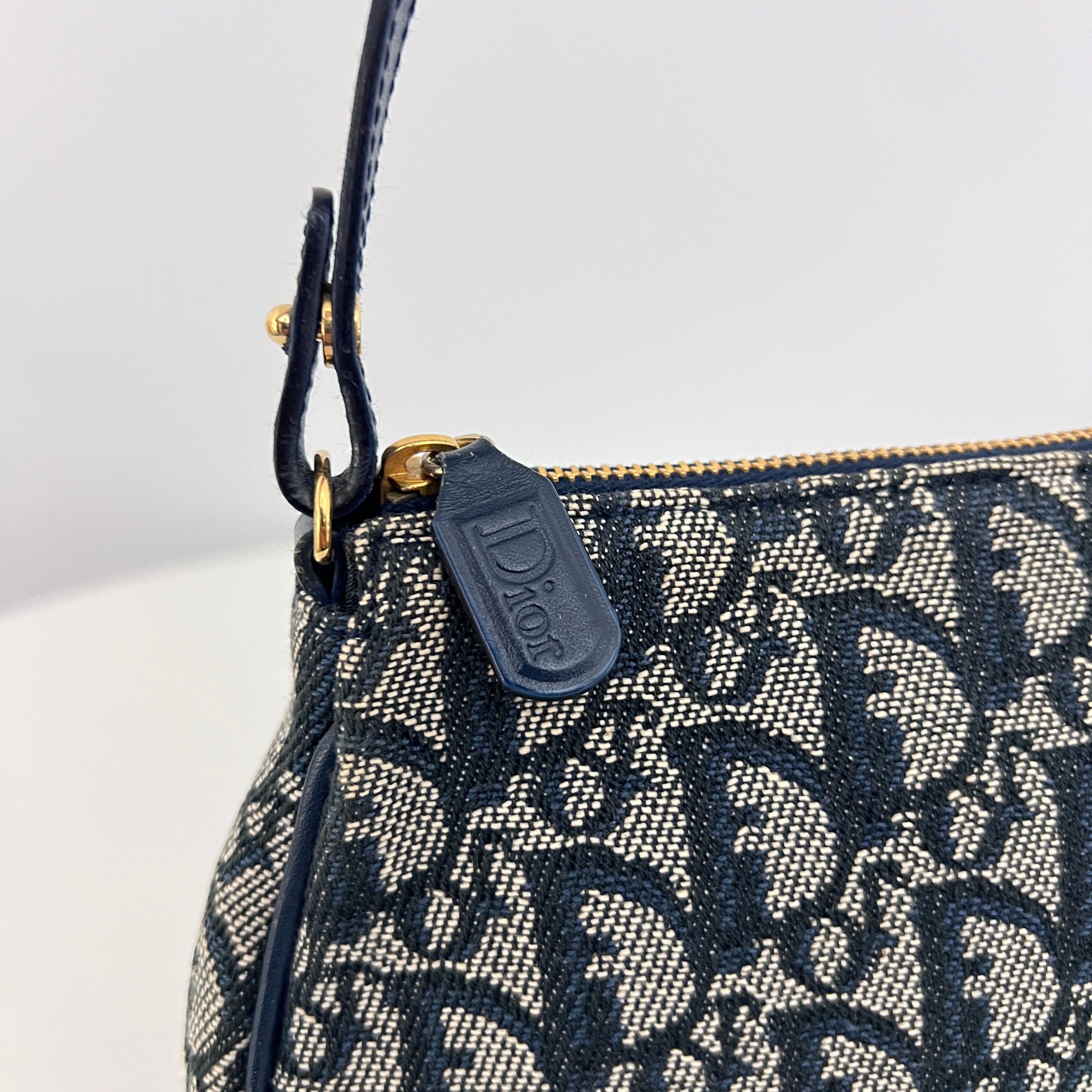 Sac DIOR Saddle Pouch toile et cuir bleu marine