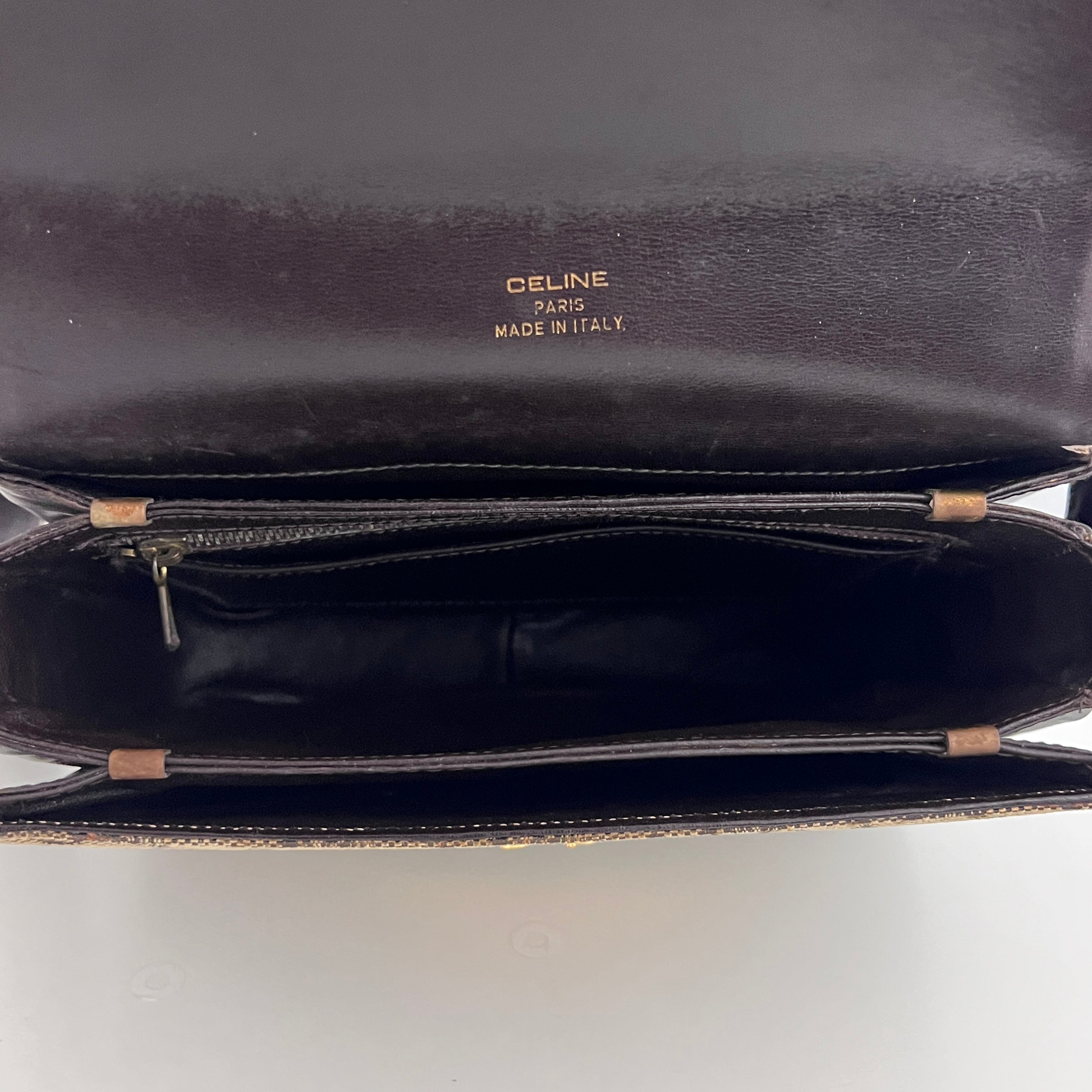 Sac CELINE Triomphe Carriage toile et cuir marron