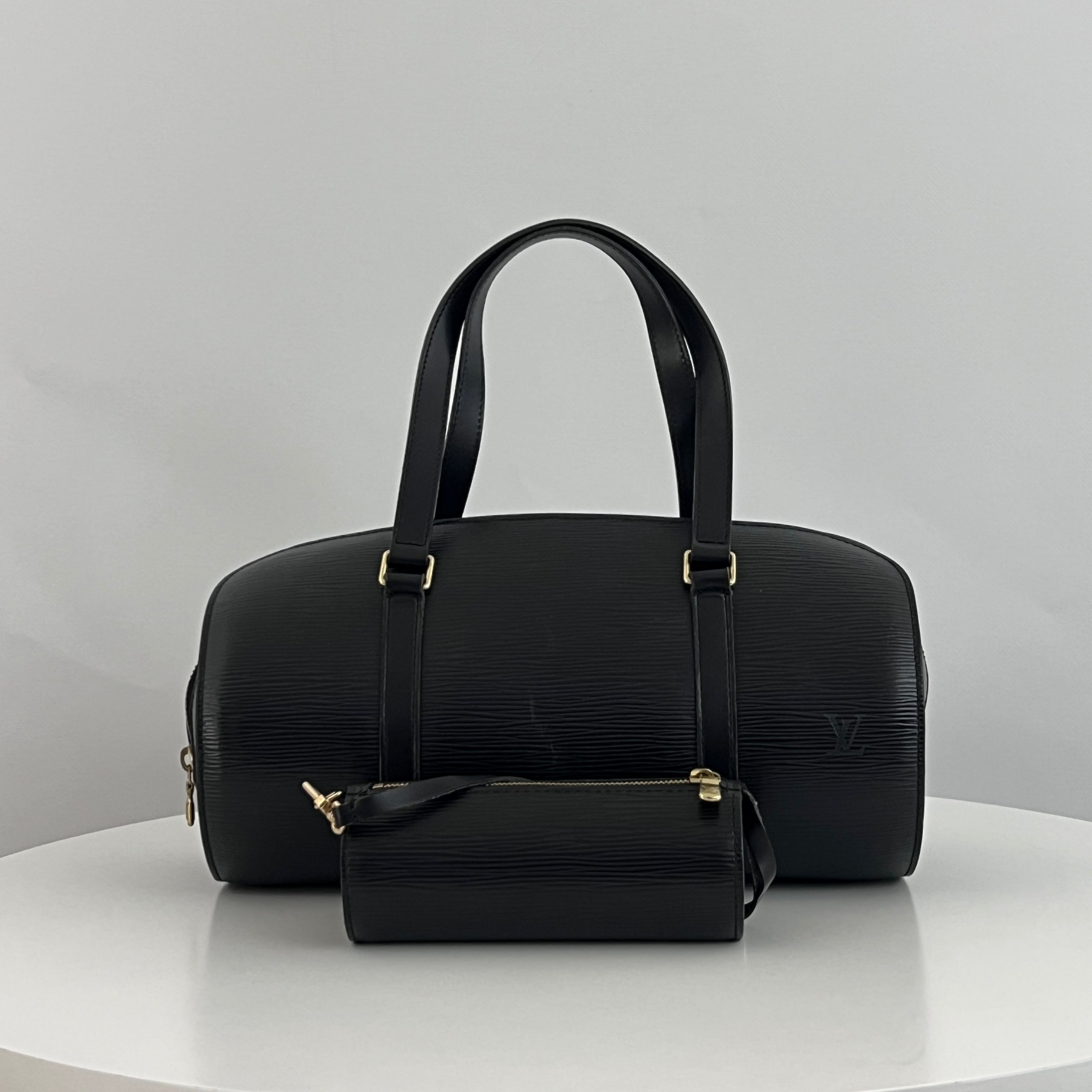 Sac LOUIS VUITTON Soufflot cuir épi noir vintage 1998