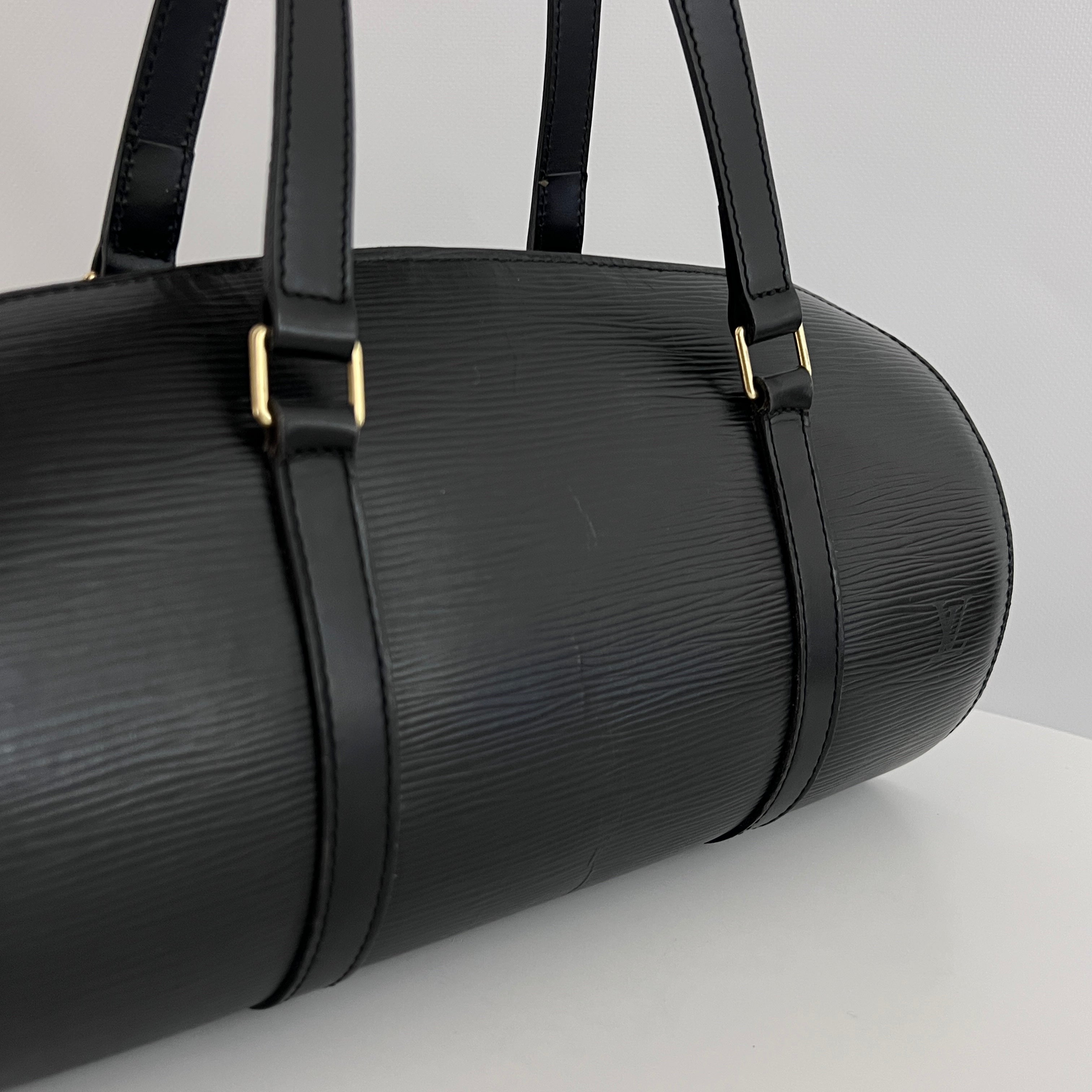 Sac LOUIS VUITTON Soufflot cuir épi noir vintage 1998