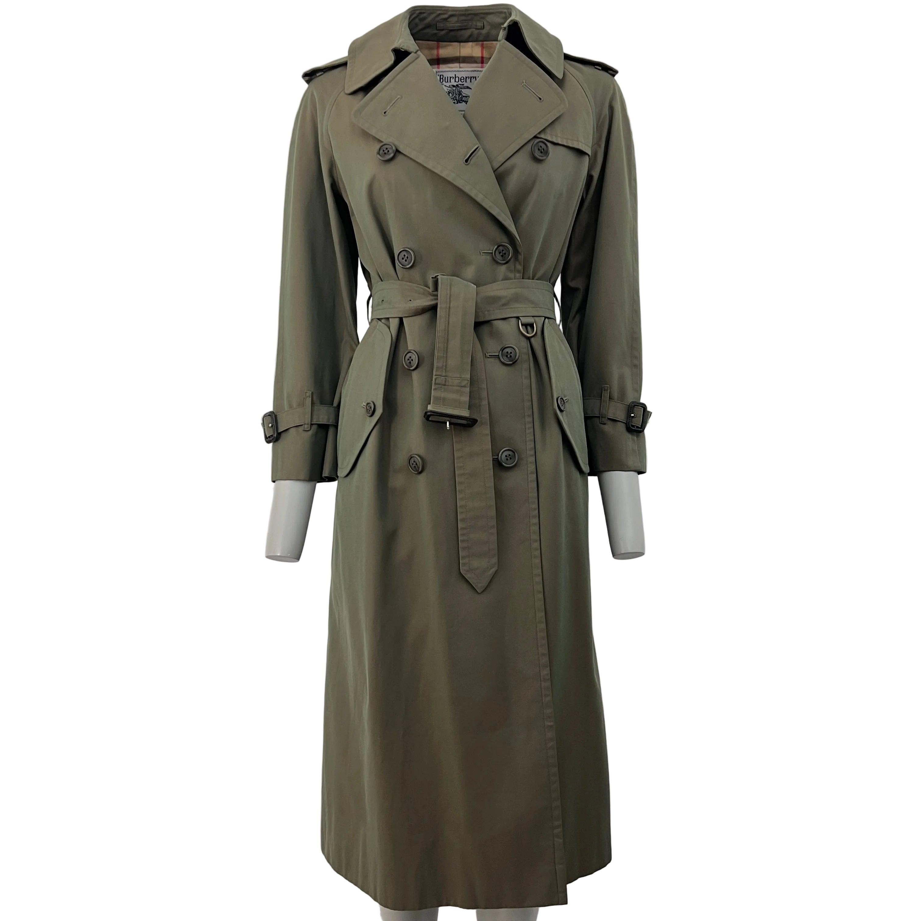 Trench BURBERRY S coton vert irrisé Chelsea Circa 1990