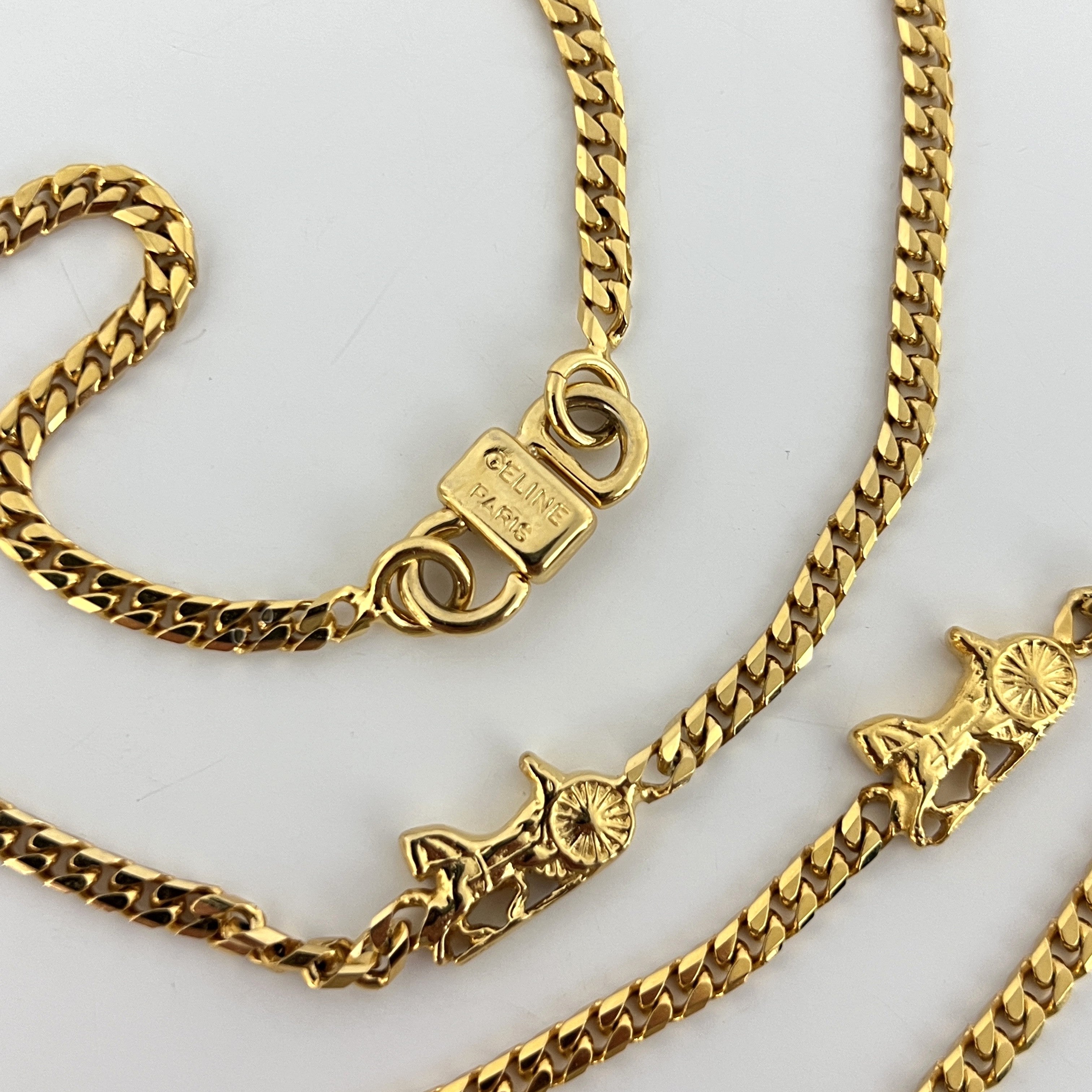 Collier CELINE Chaîne carriage Circa 1990