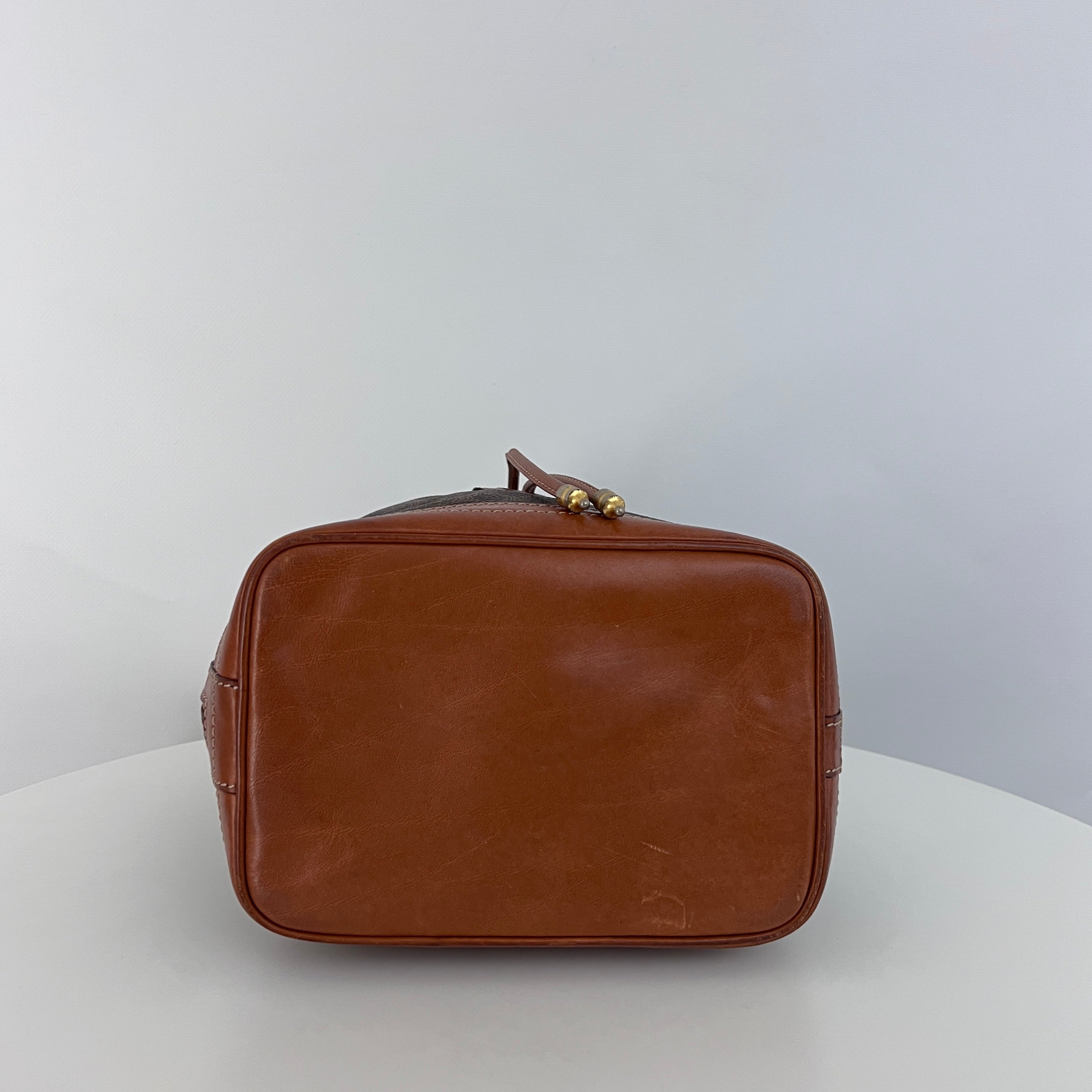 Sac CELINE Seau Petit toile et cuir marron