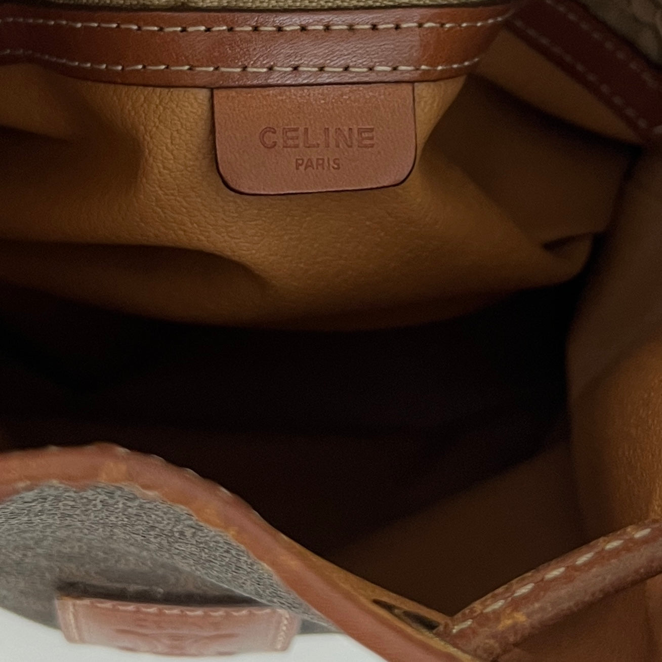 Sac CELINE Seau Petit toile et cuir marron