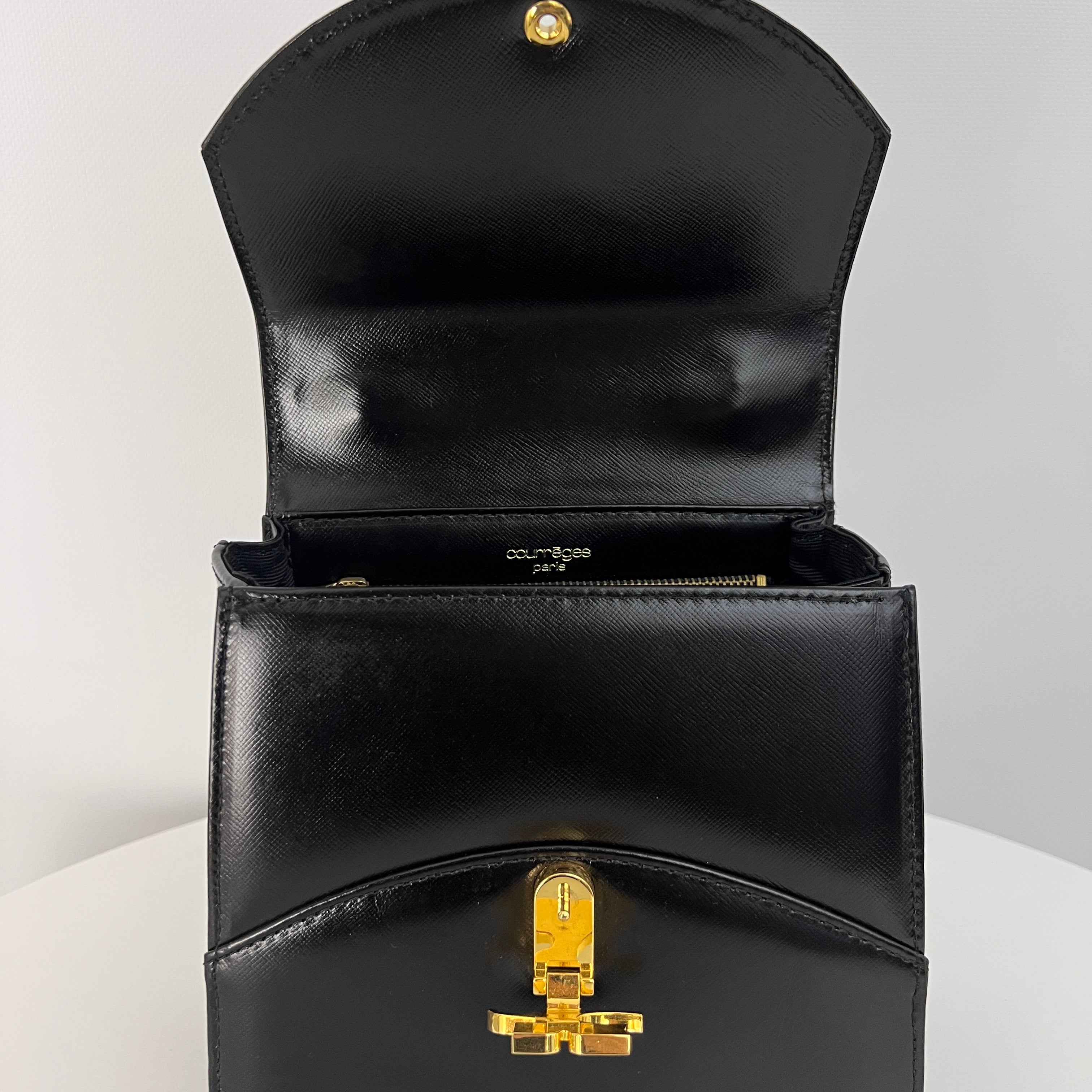 Sac COURRÈGES 2 Way  cuir grainé noir