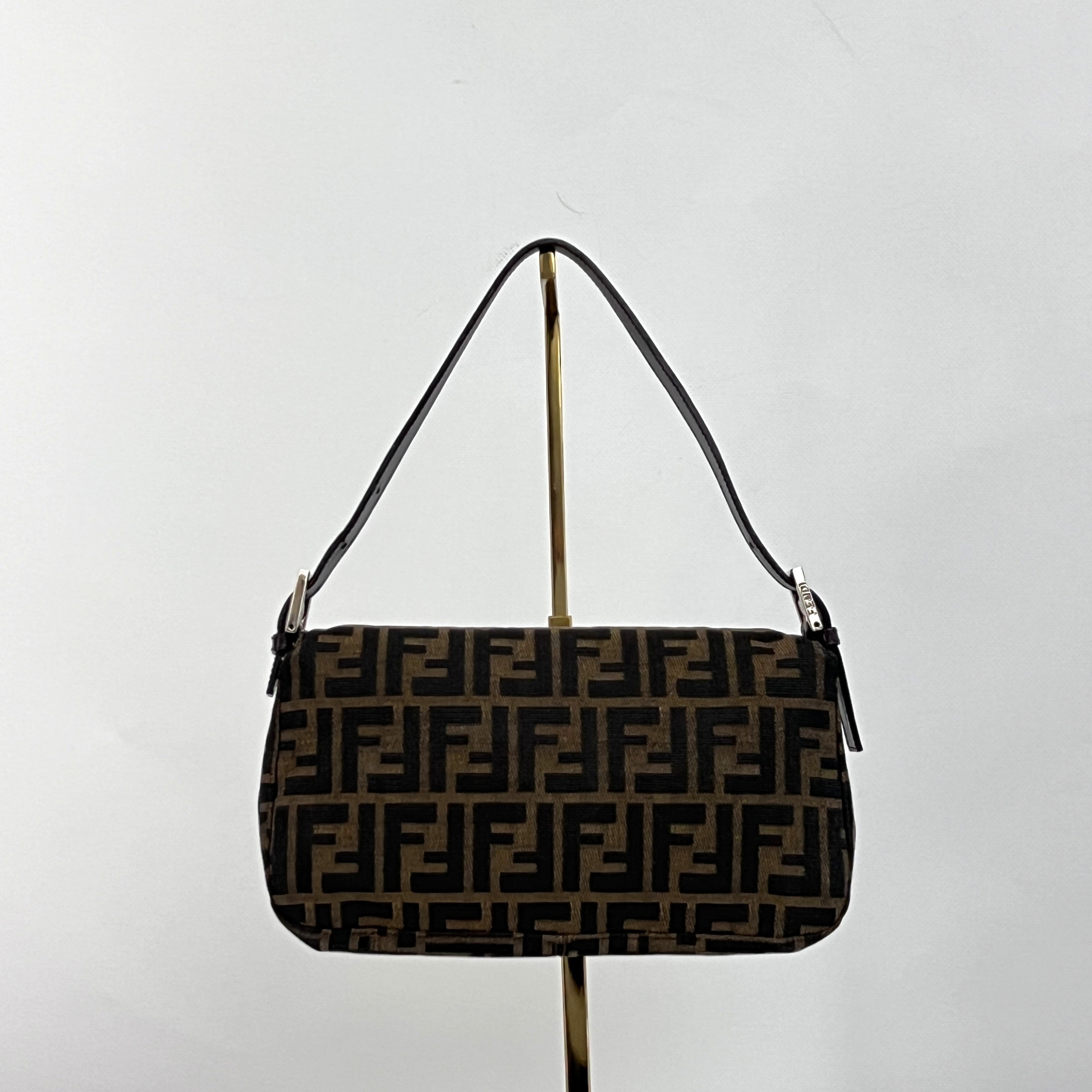 Sac FENDI Baguette toile et cuir marron