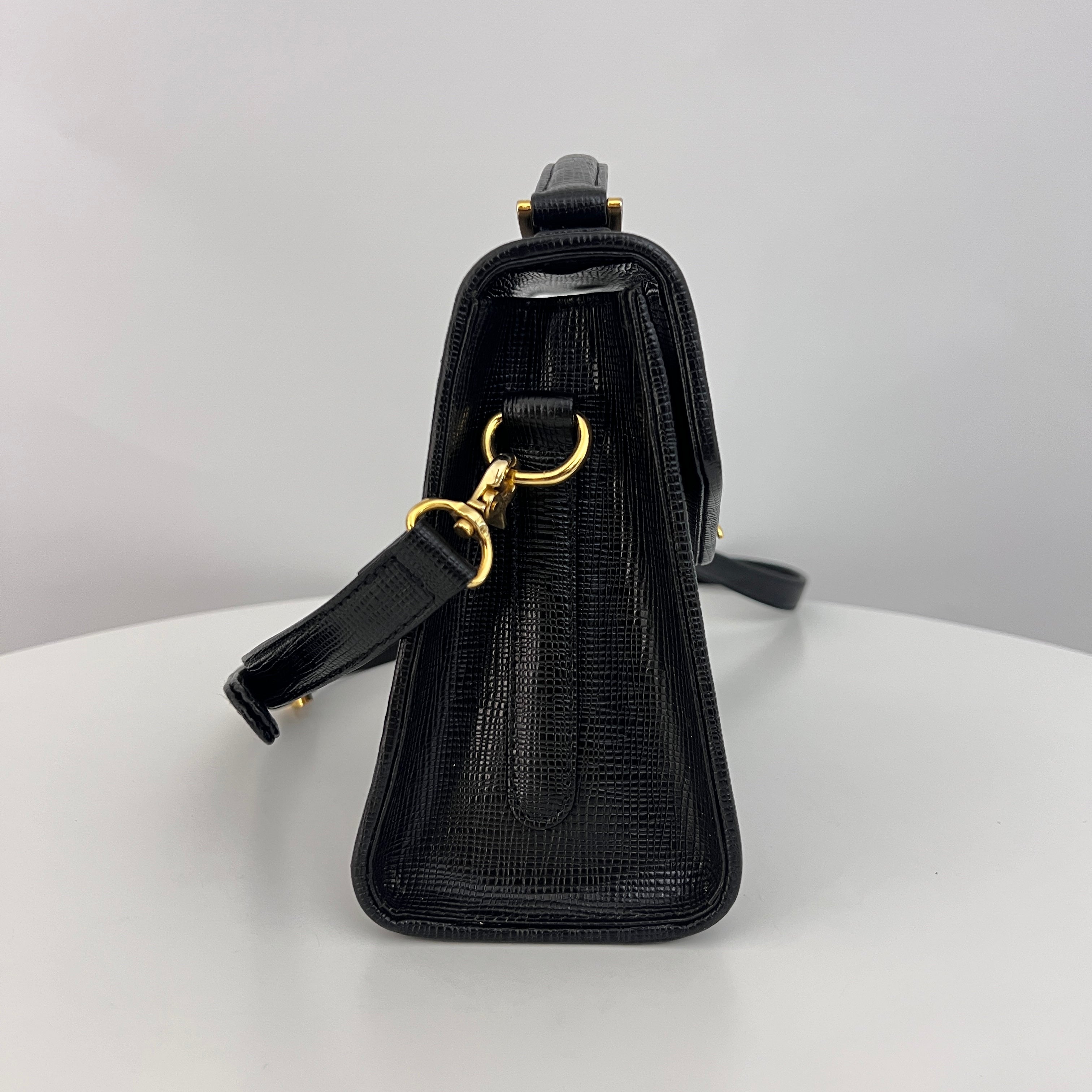 Sac COURRÈGES 2 Way PM cuir grainé noir