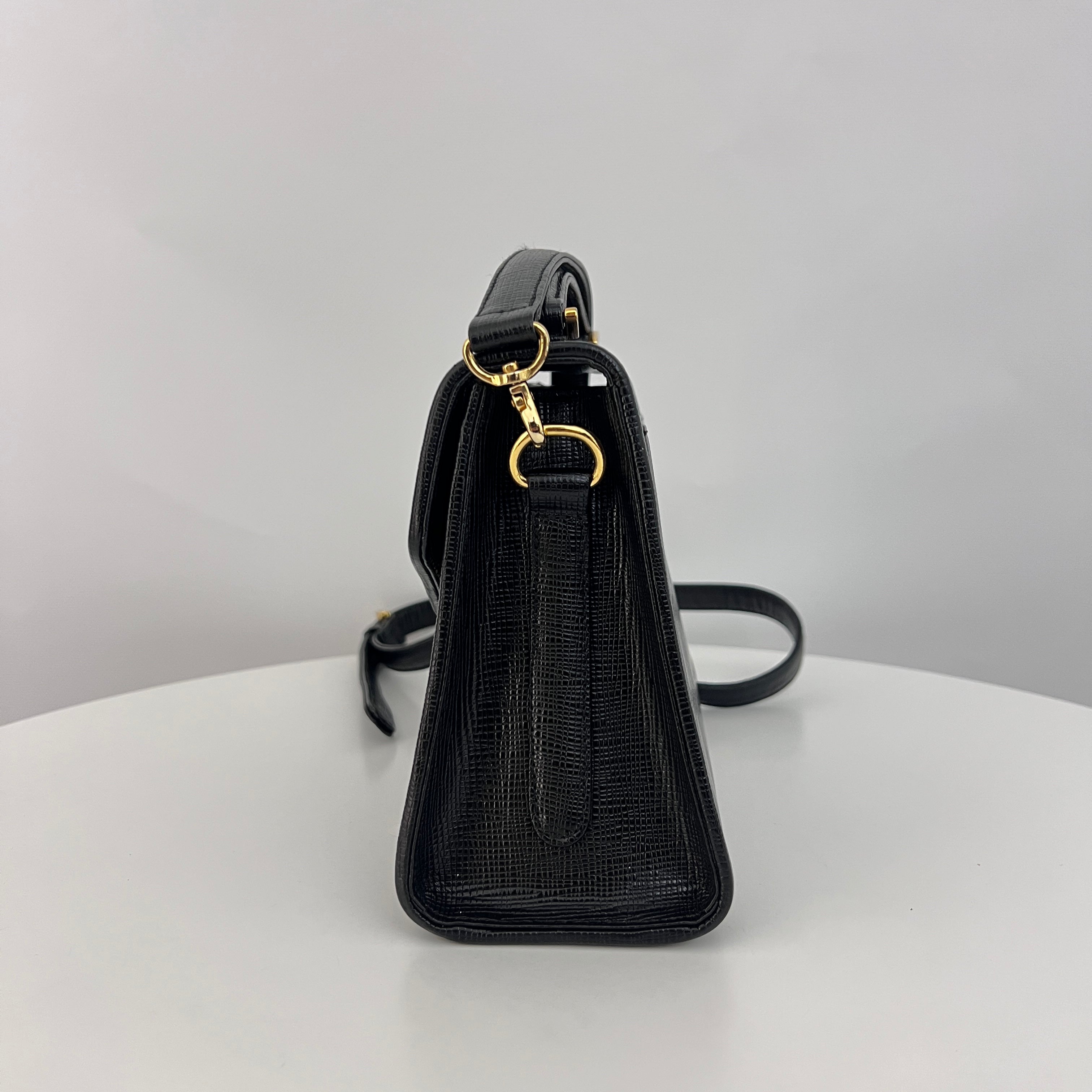 Sac COURRÈGES 2 Way PM cuir grainé noir
