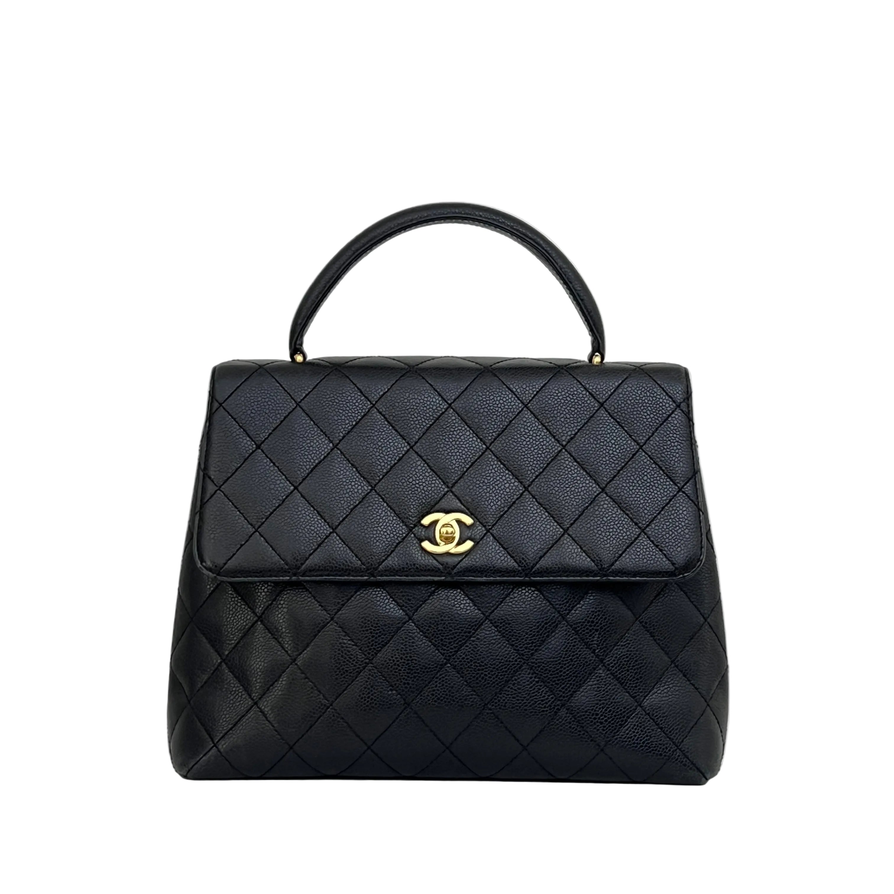 CHANEL Top Handle bag black caviar leather vintage 2003-2004