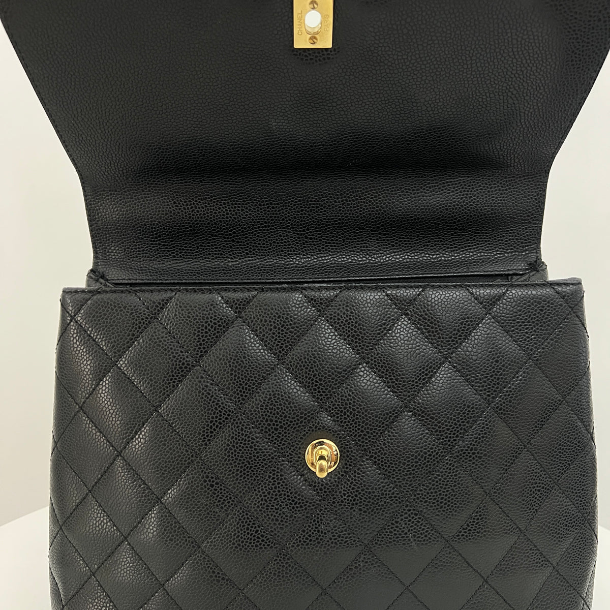 CHANEL Top Handle bag black caviar leather vintage 2003-2004