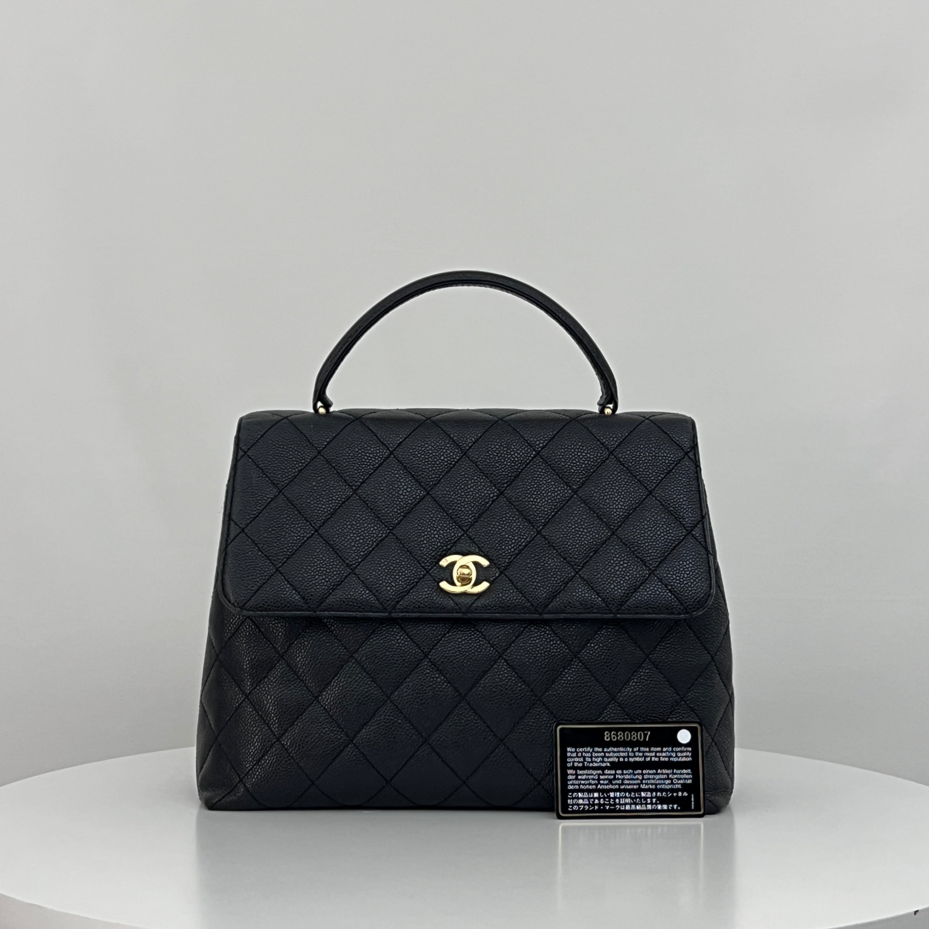 CHANEL Top Handle bag black caviar leather vintage 2003-2004