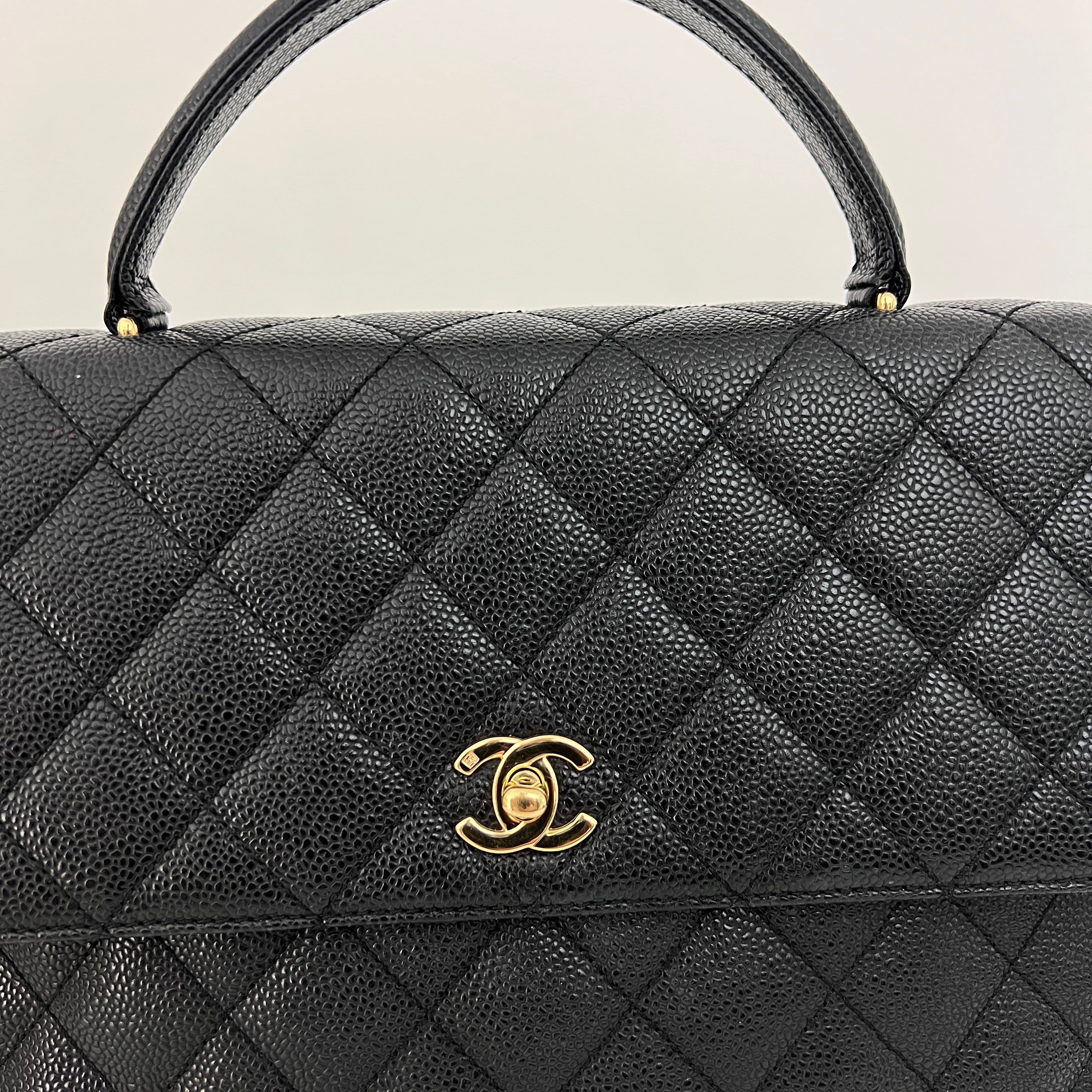 CHANEL Top Handle bag black caviar leather vintage 2003-2004