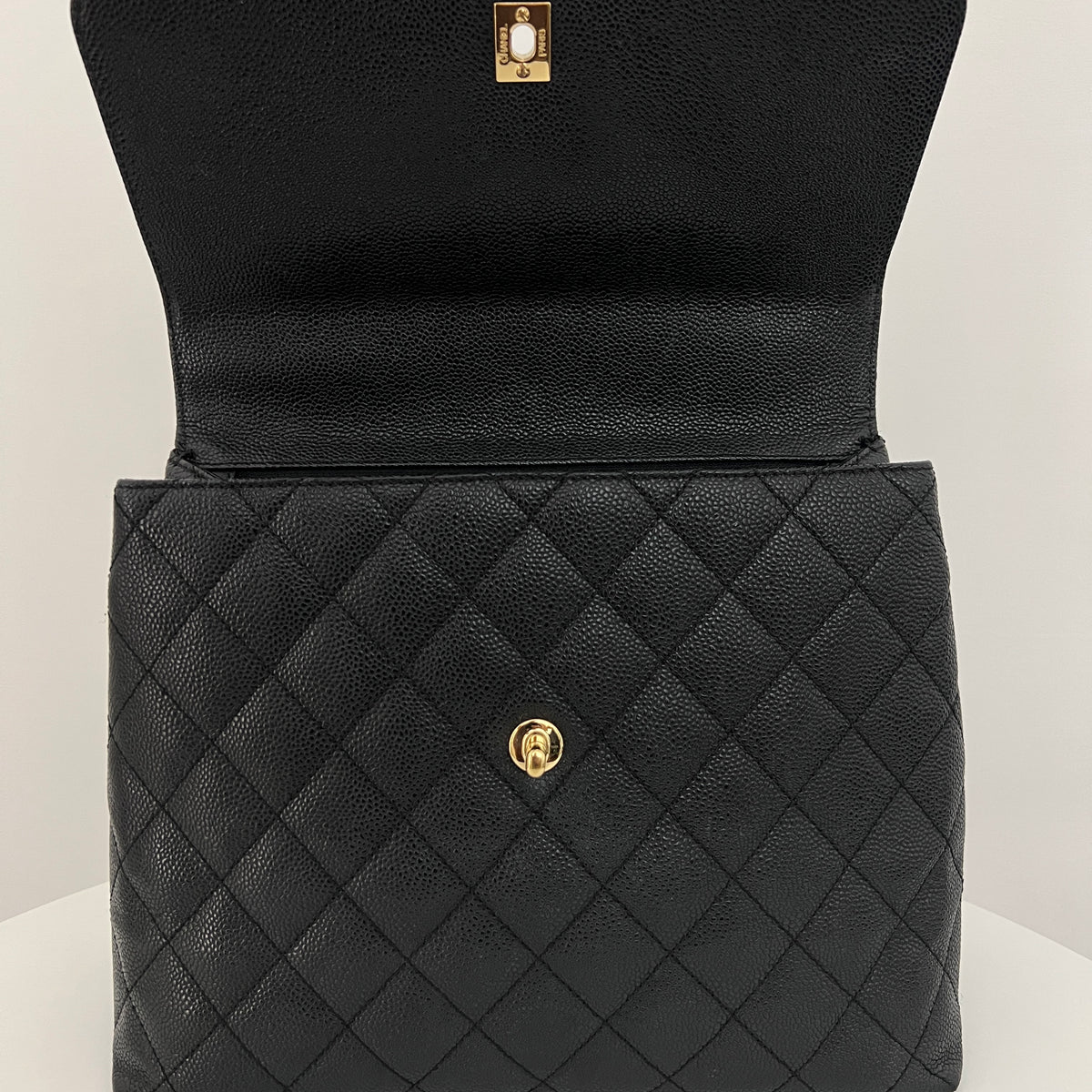 CHANEL Top Handle bag black caviar leather vintage 2003-2004