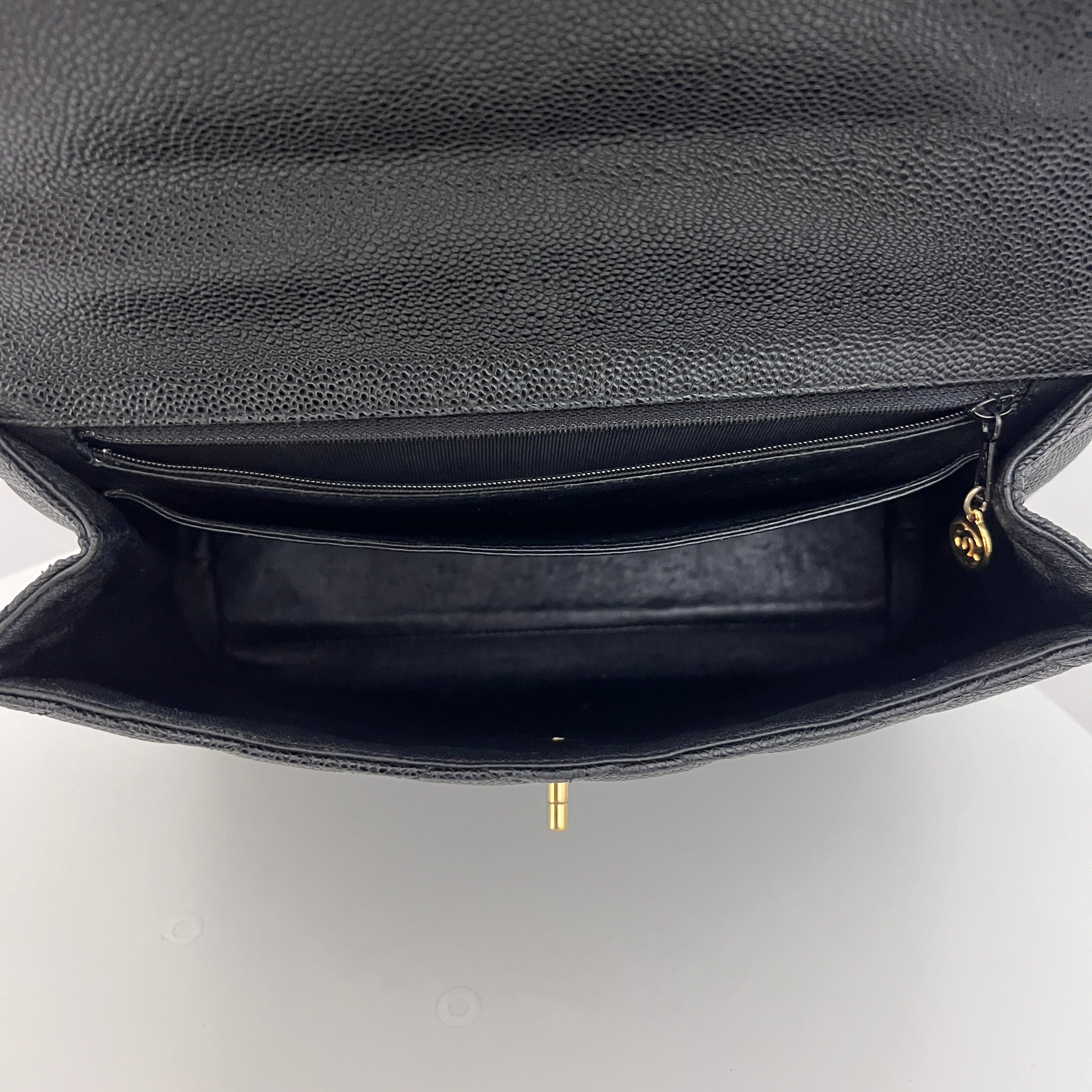 CHANEL Top Handle bag black caviar leather vintage 2003-2004