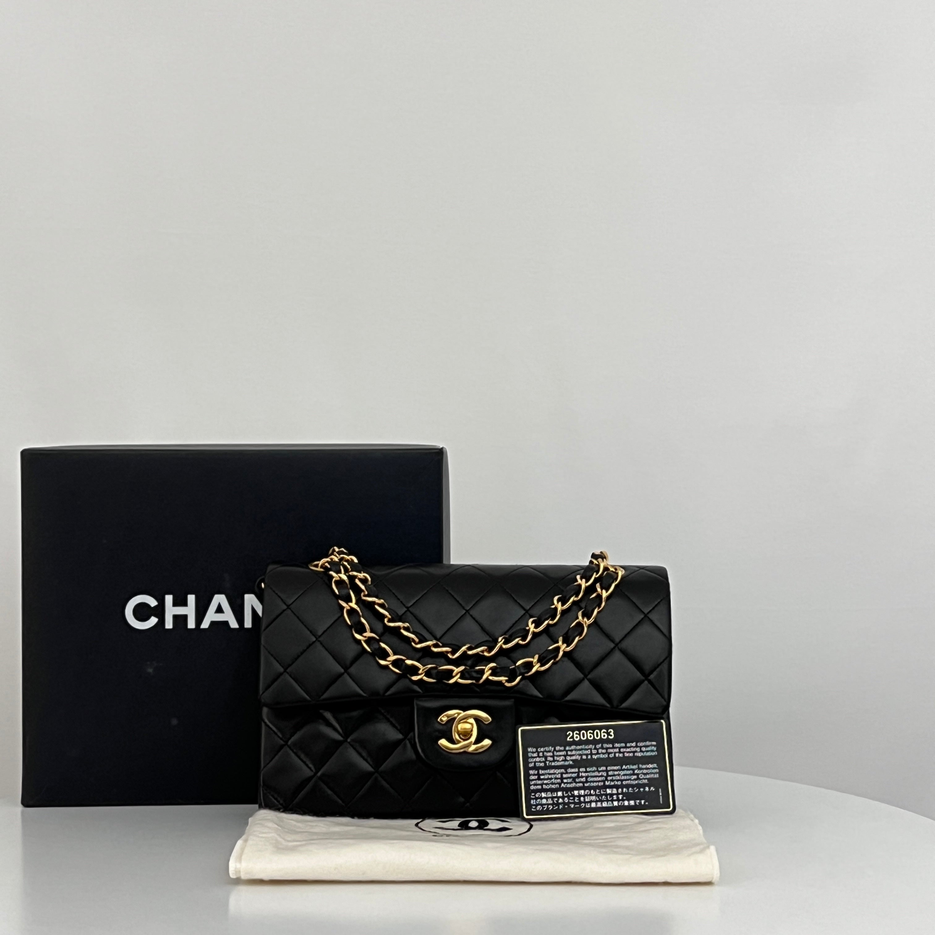 CHANEL Classic Small Flap shoulder bag black lambskin vintage 1991-1994