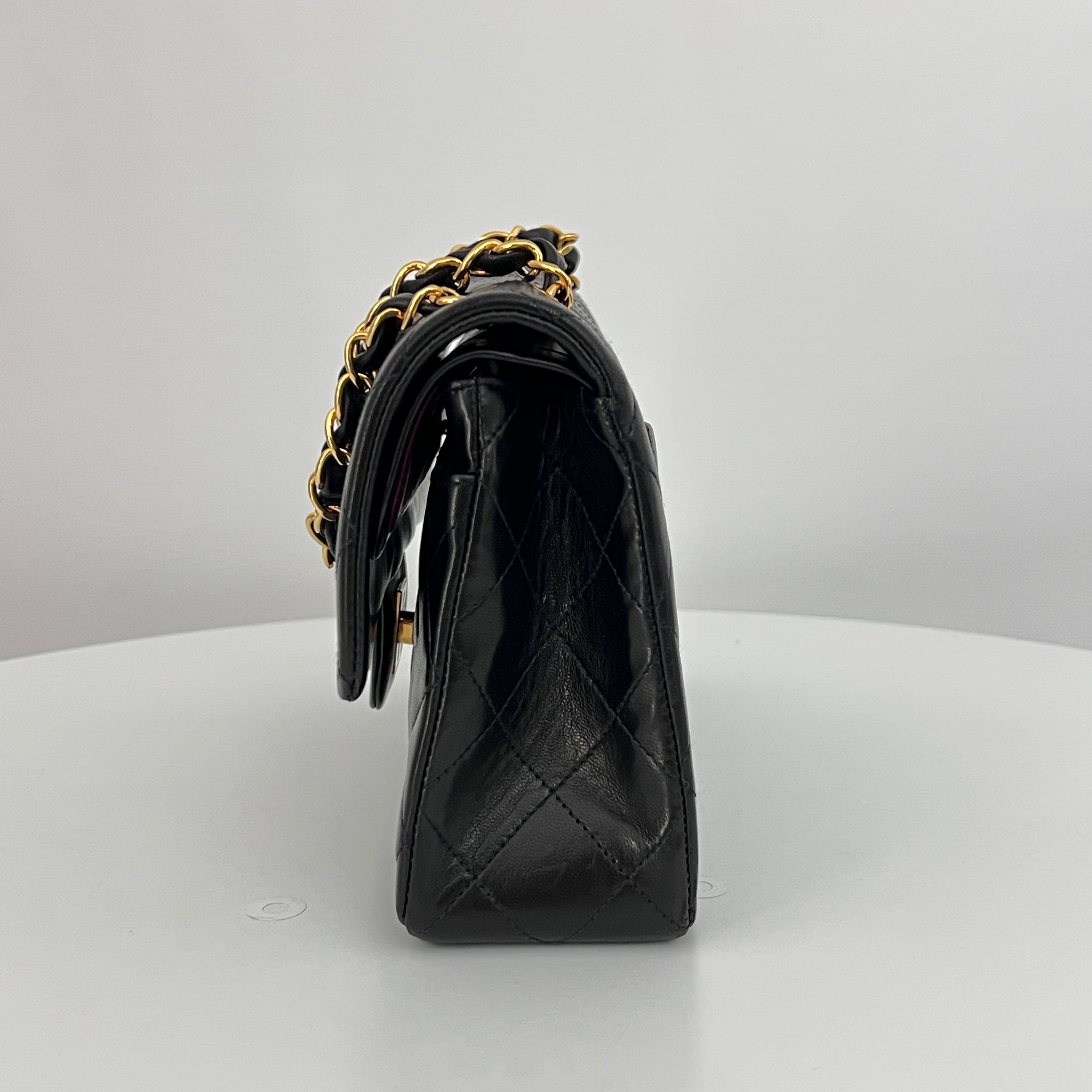 CHANEL Classic Small Flap shoulder bag black lambskin vintage 1991-1994
