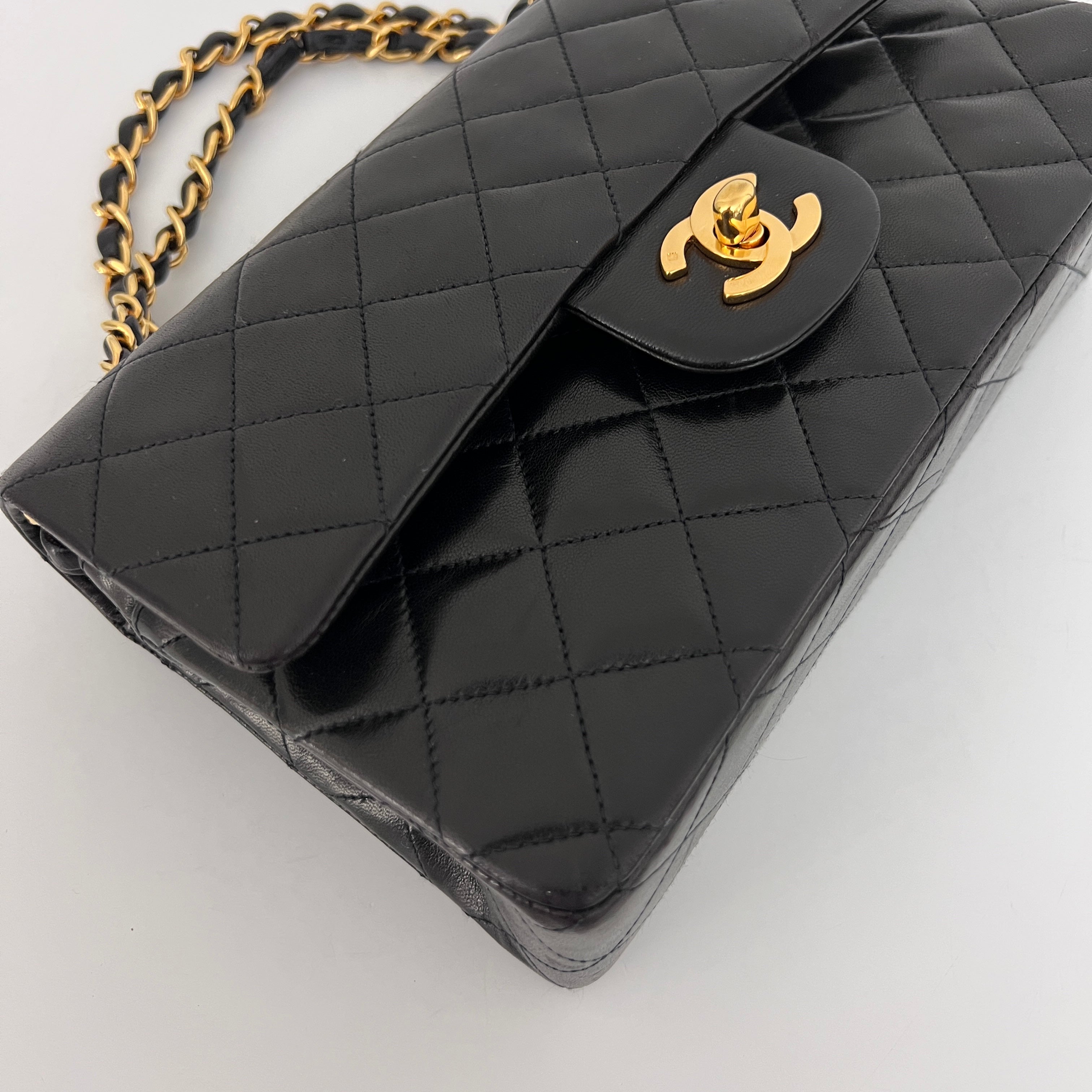 CHANEL Classic Small Flap shoulder bag black lambskin vintage 1991-1994