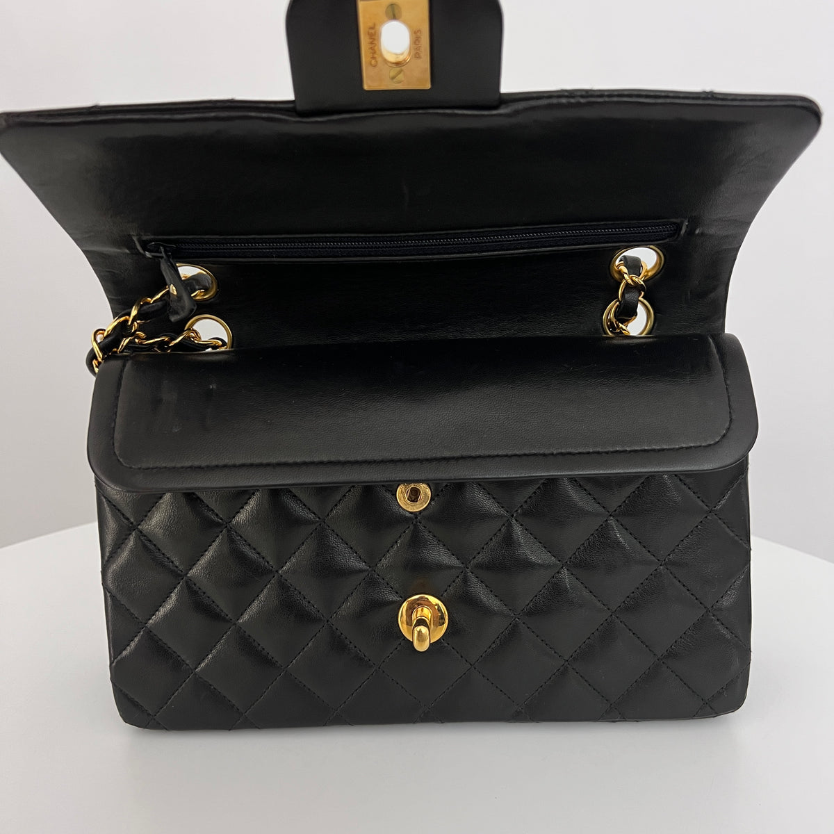 CHANEL Classic Small Flap shoulder bag black lambskin vintage 1991-1994