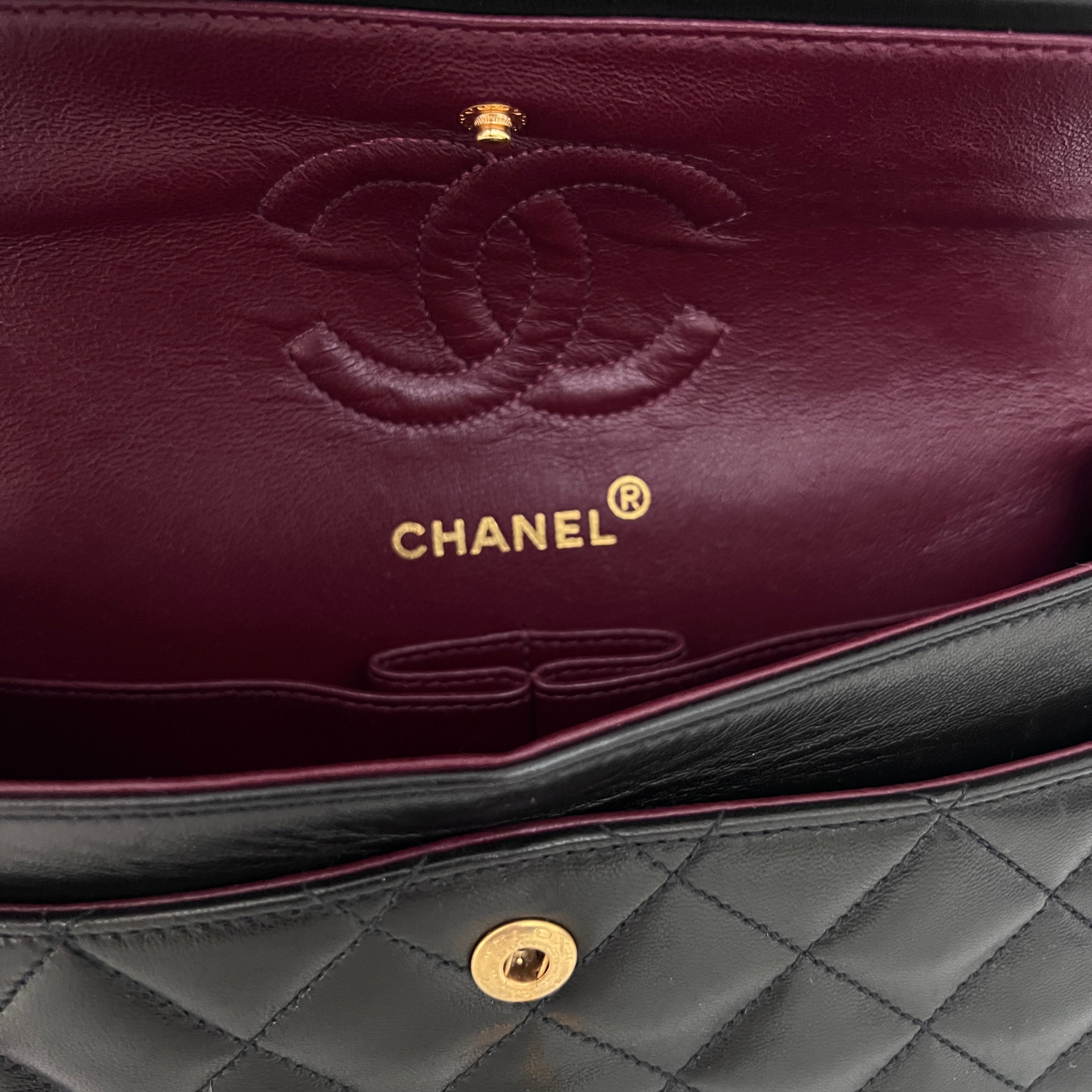 CHANEL Classic Small Flap shoulder bag black lambskin vintage 1991-1994