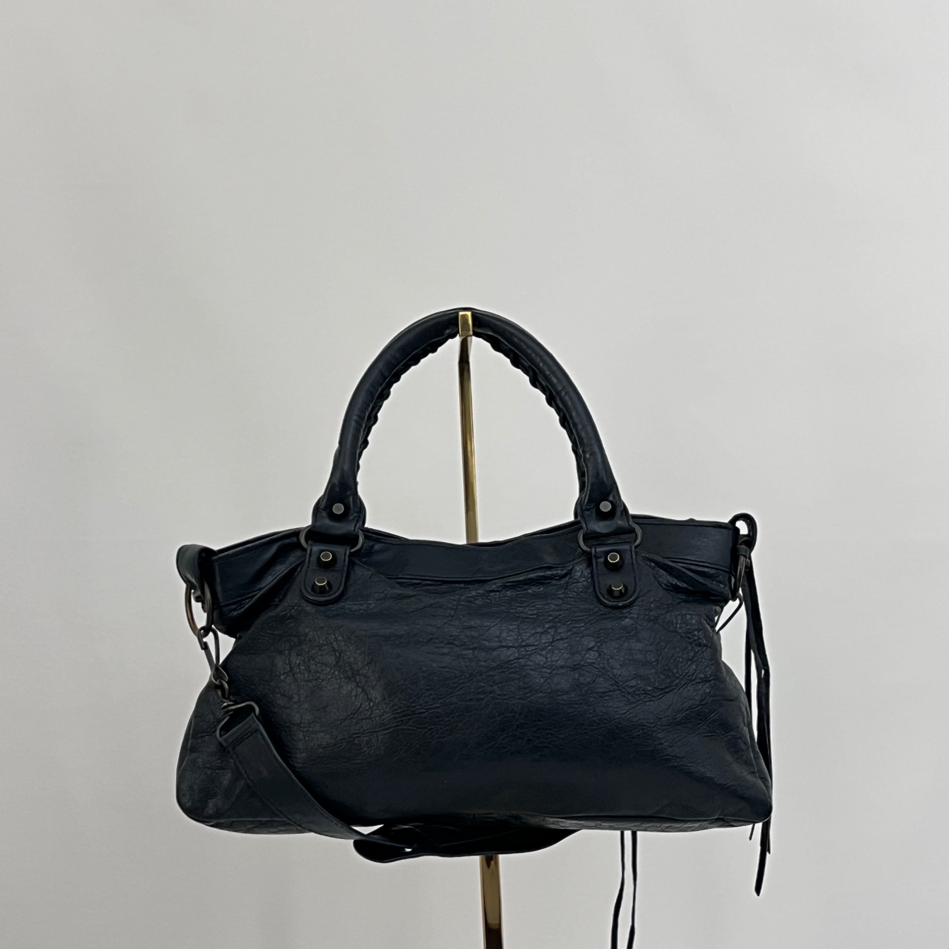 BALENCIAGA The First smooth black leather bag