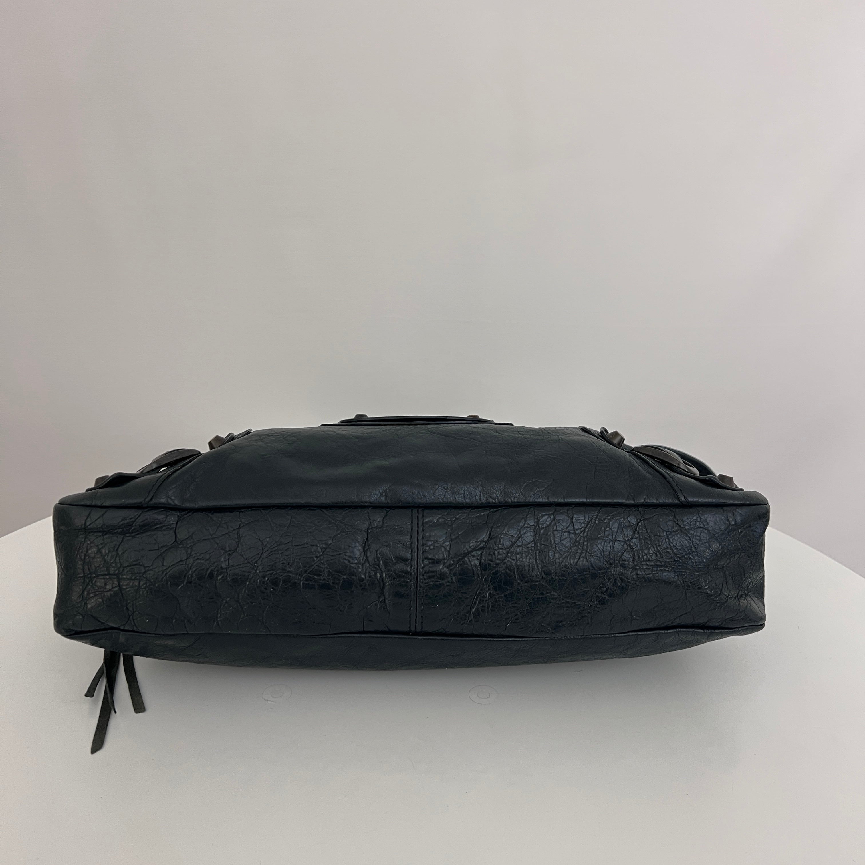 BALENCIAGA The First smooth black leather bag