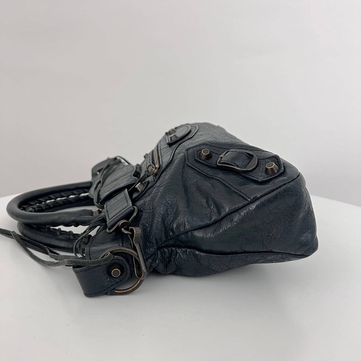 BALENCIAGA The First smooth black leather bag