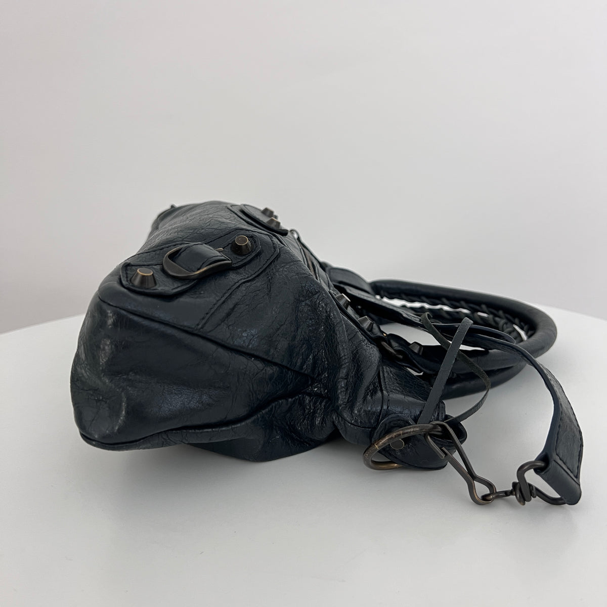 BALENCIAGA The First smooth black leather bag