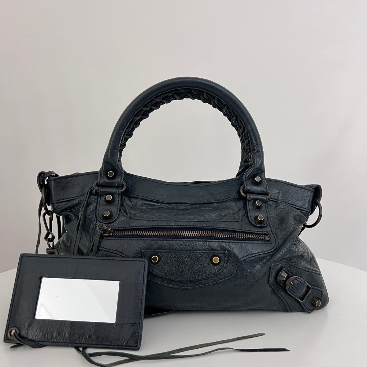 BALENCIAGA The First smooth black leather bag
