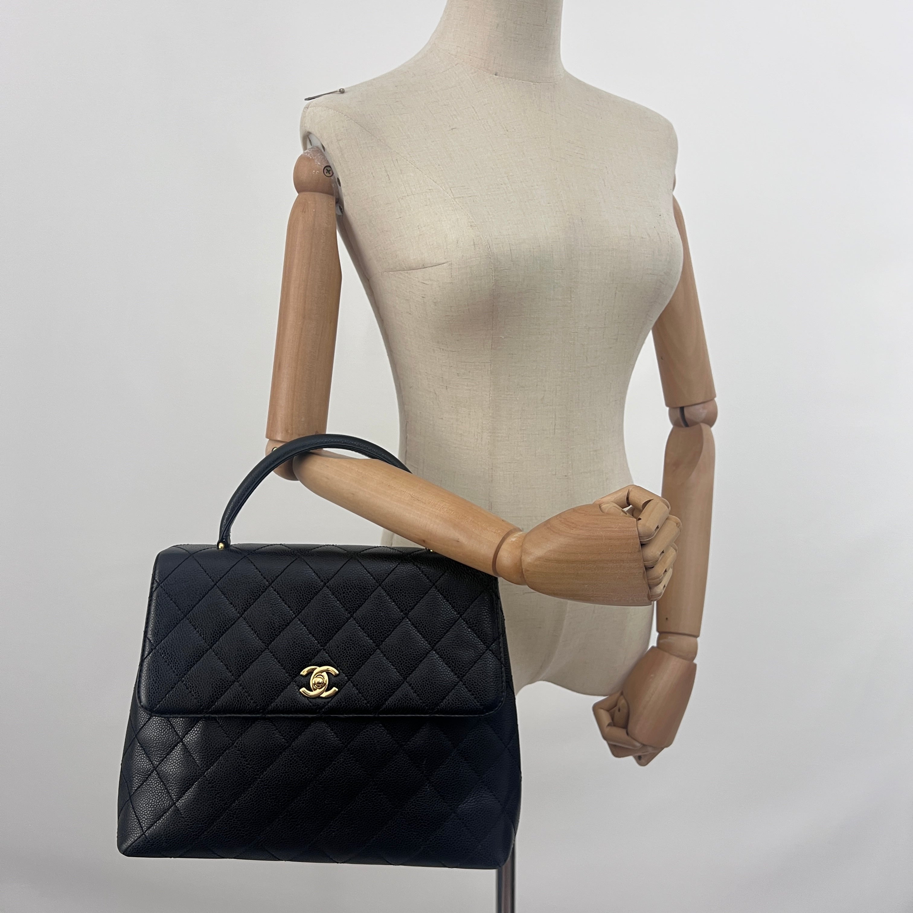 CHANEL Top Handle bag black caviar leather vintage 2003-2004