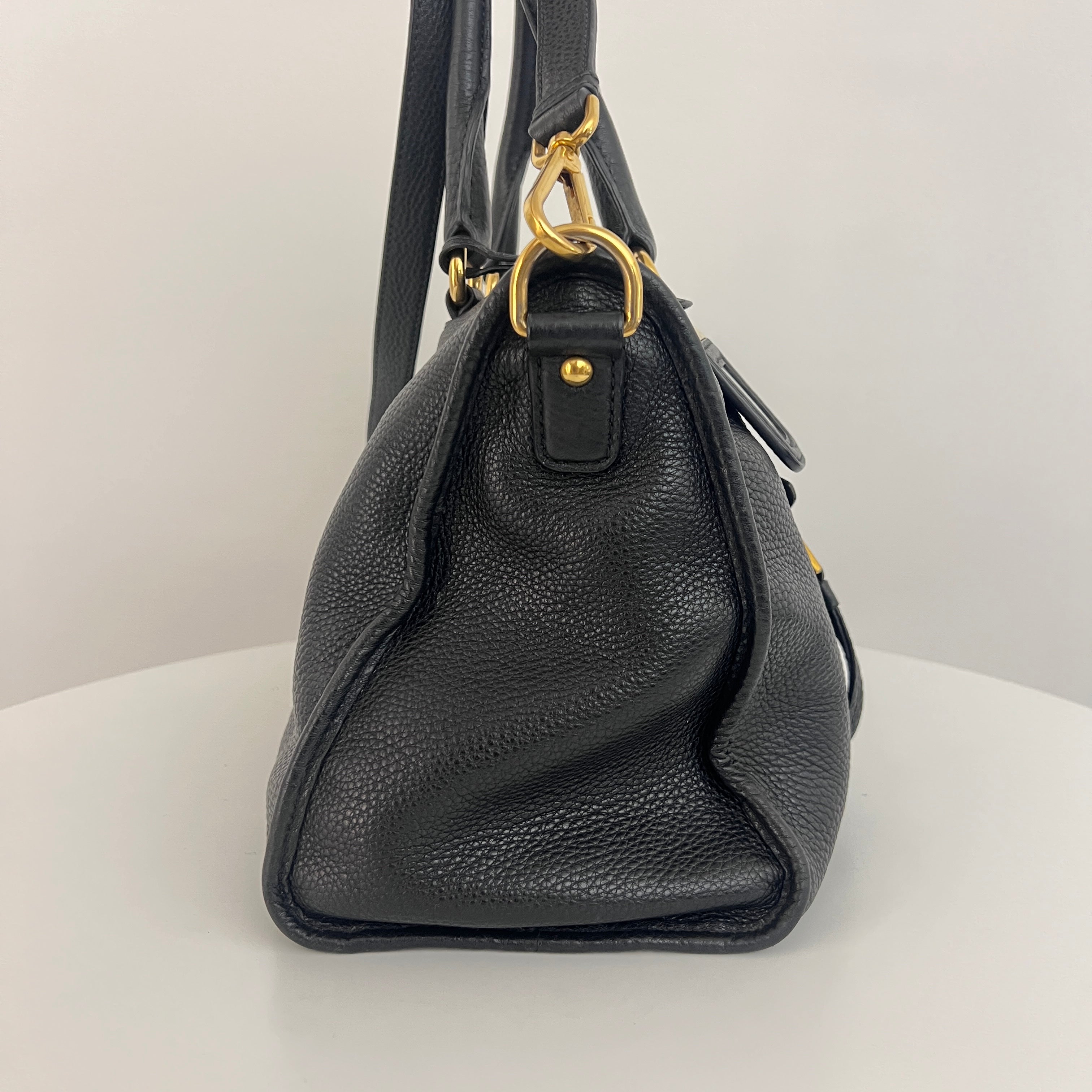 Sac à bandoulière PRADA Vitello Daino cuir grainé noir