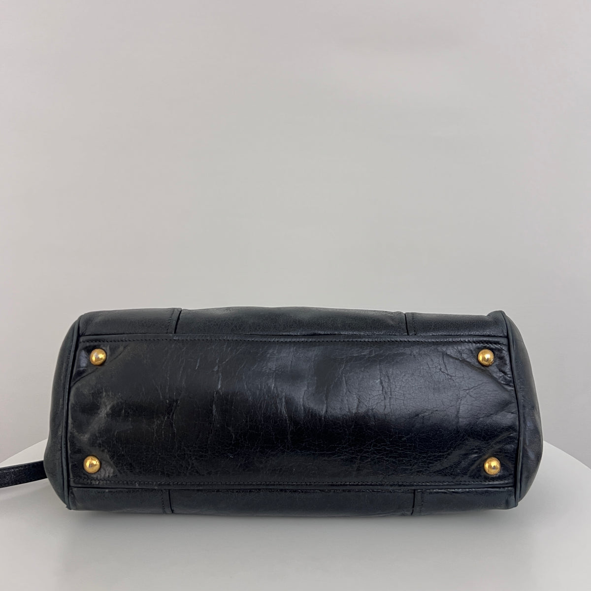Sac à bandoulière PRADA Vitello Shine Satchel cuir grainé noir