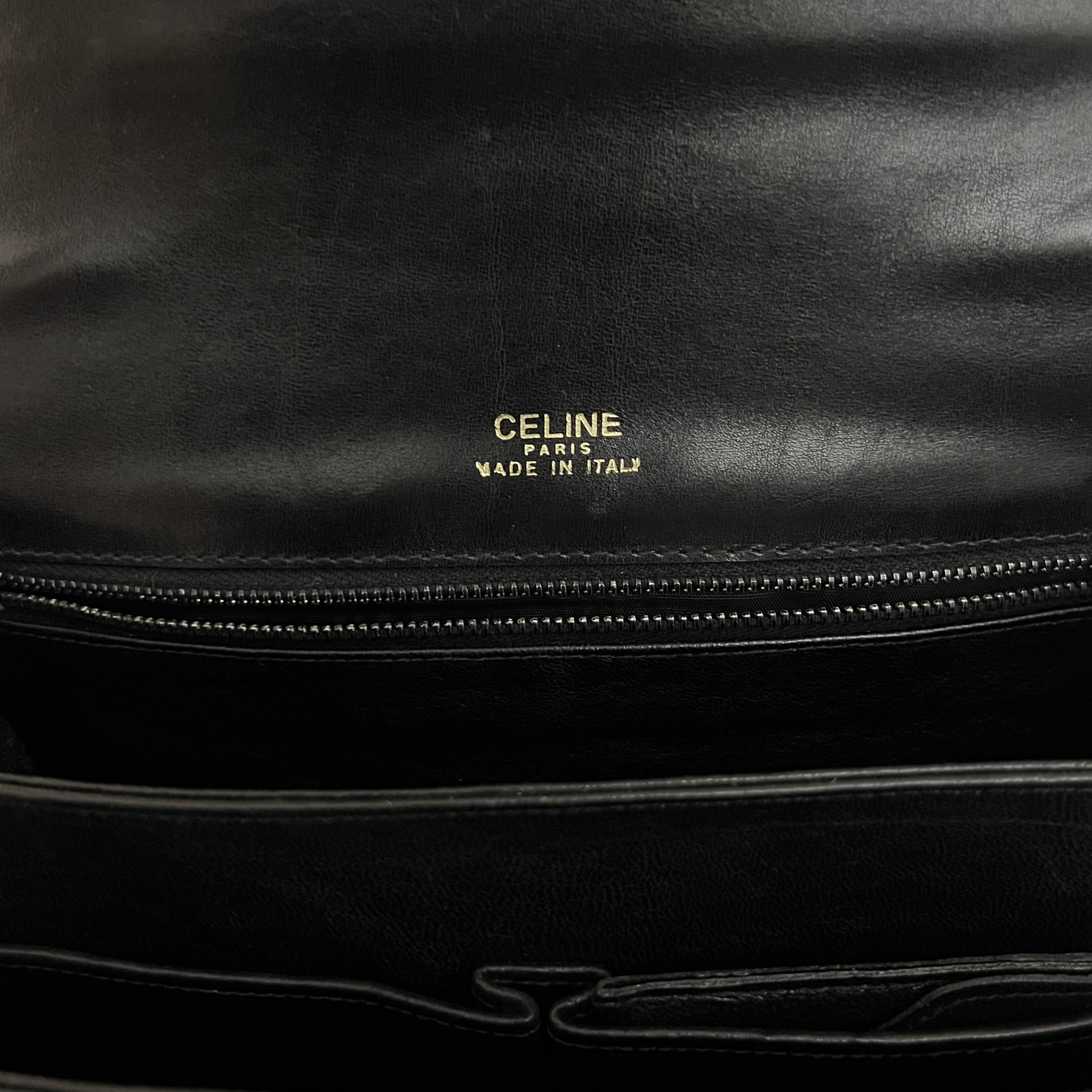 Sac CELINE Triomphe cuir lisse noir