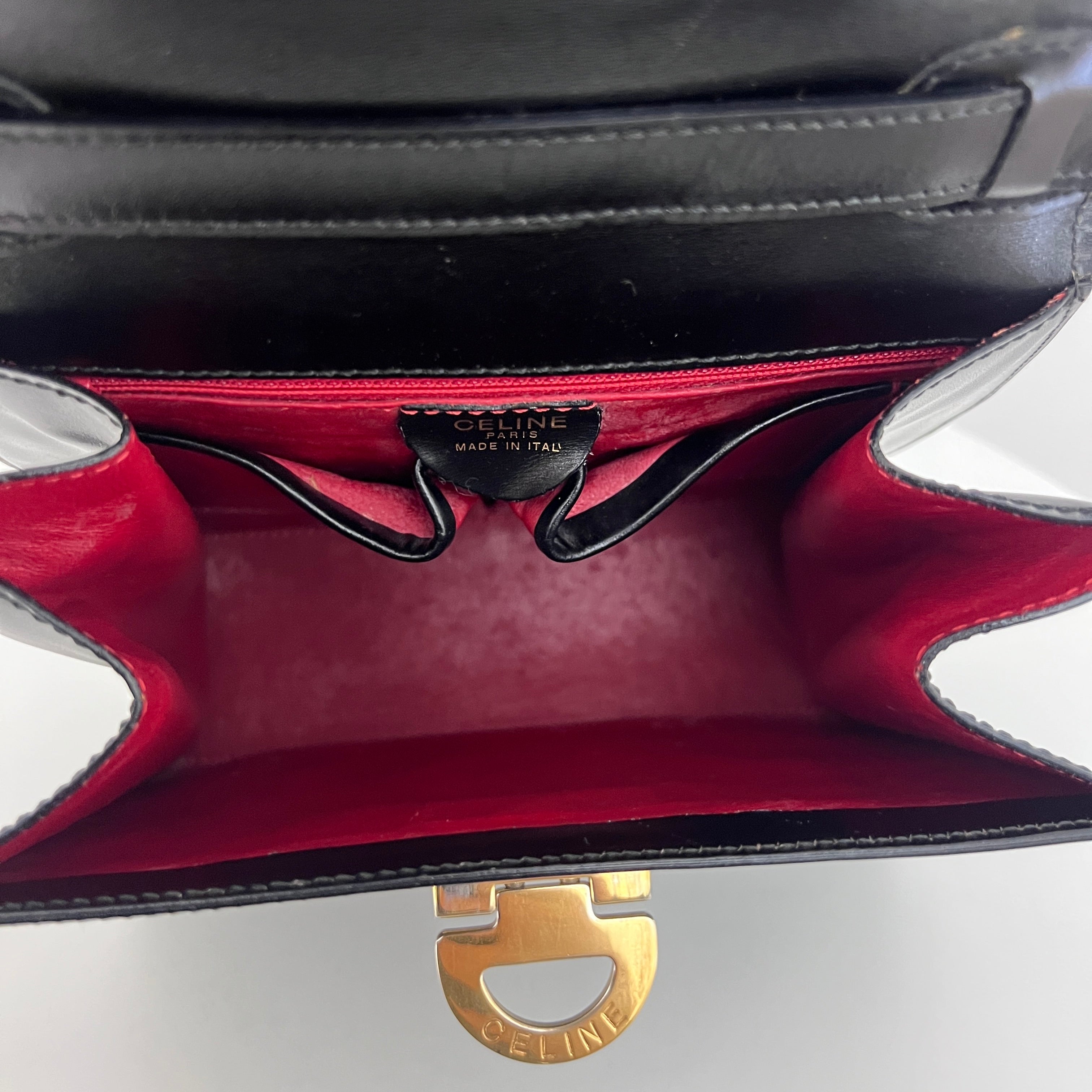 Sac à bandoulière CELINE Top Handle 2 Way cuir lisse noir
