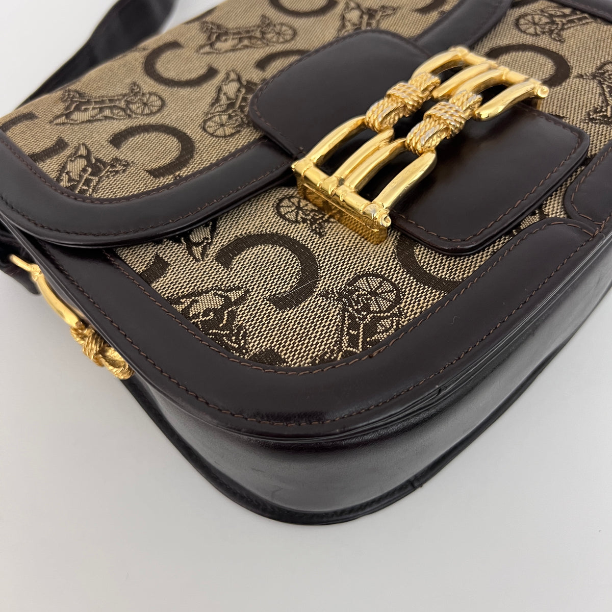 Sac CELINE Triomphe C Carriage toile et cuir marron