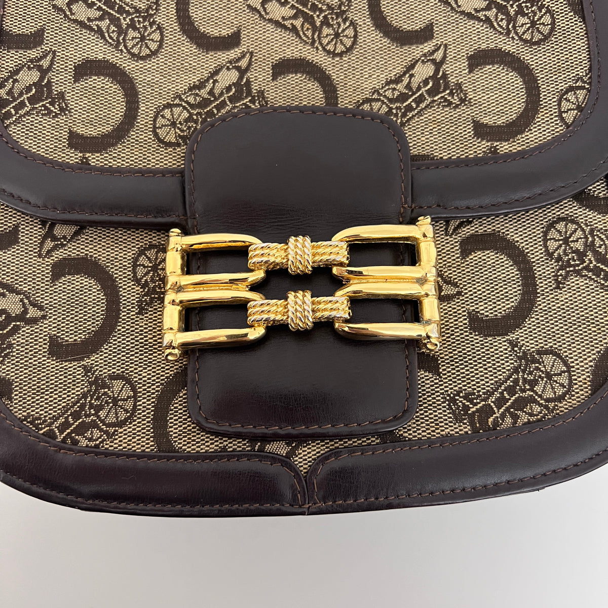 Sac CELINE Triomphe C Carriage toile et cuir marron