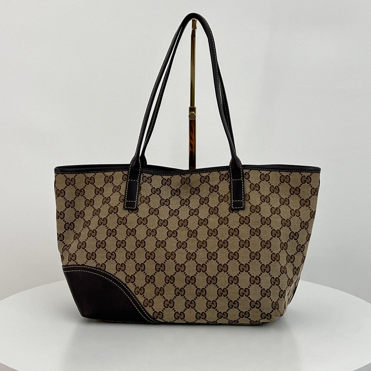 Sac GUCCI Tote  toile et cuir marron