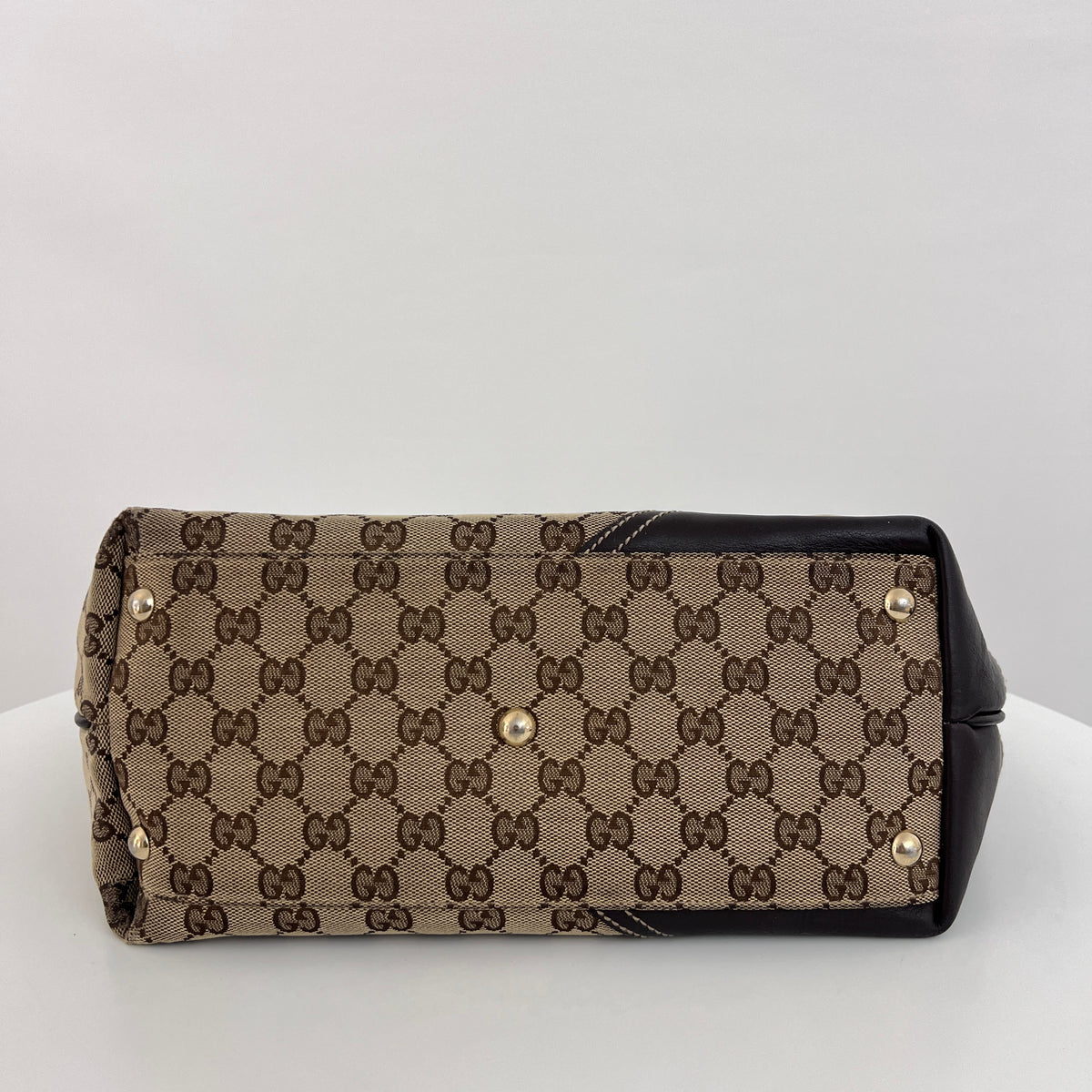 Sac GUCCI Tote  toile et cuir marron