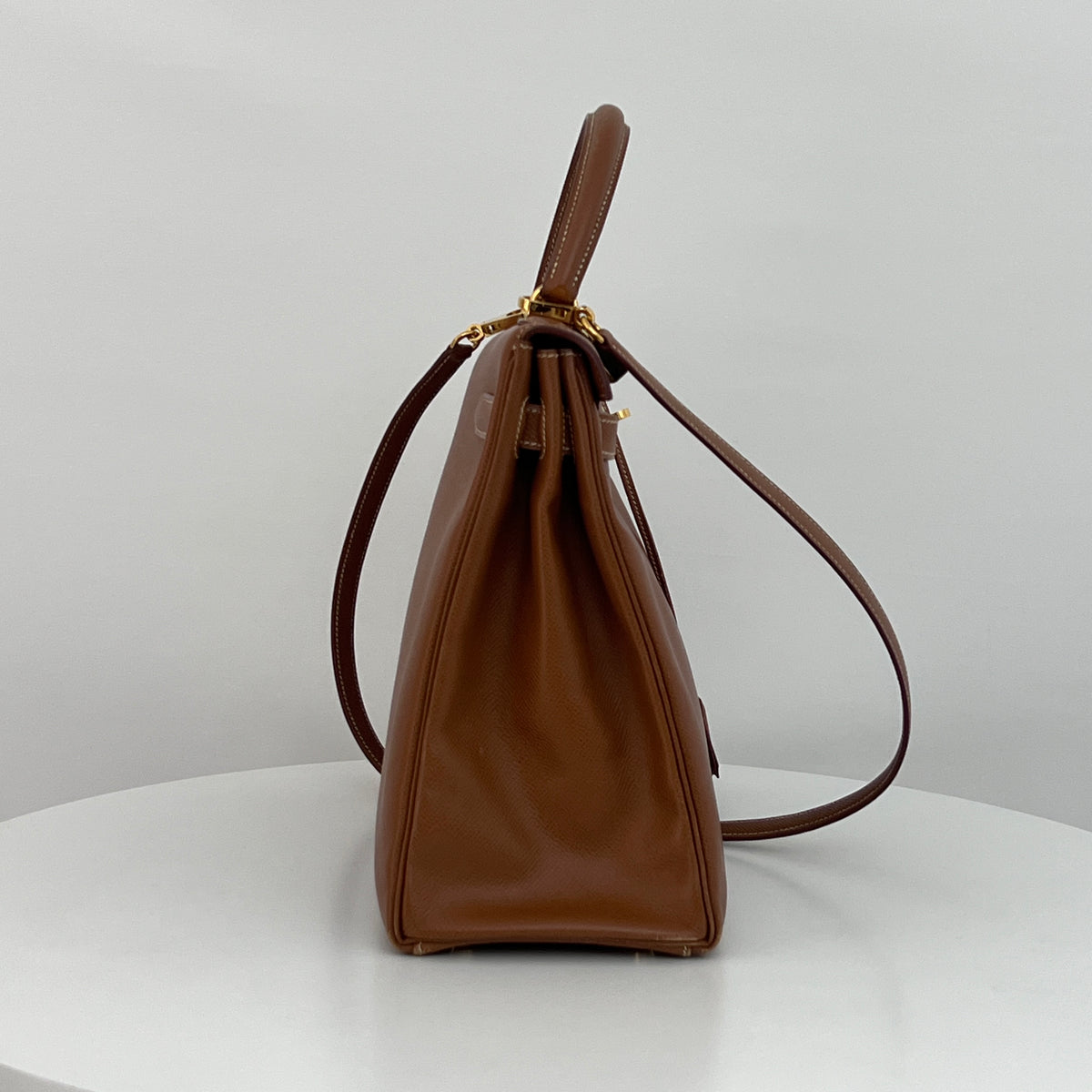 Sac à bandoulière HERMÈS Kelly 35 cuir courchevel retourné marron