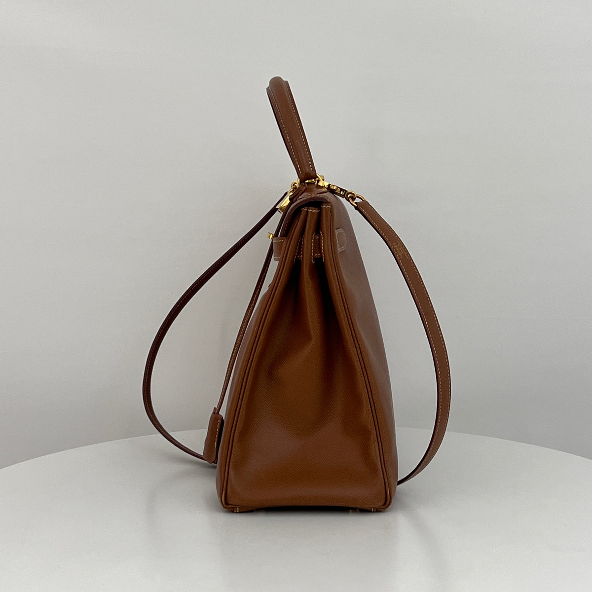 Sac à bandoulière HERMÈS Kelly 35 cuir courchevel retourné marron