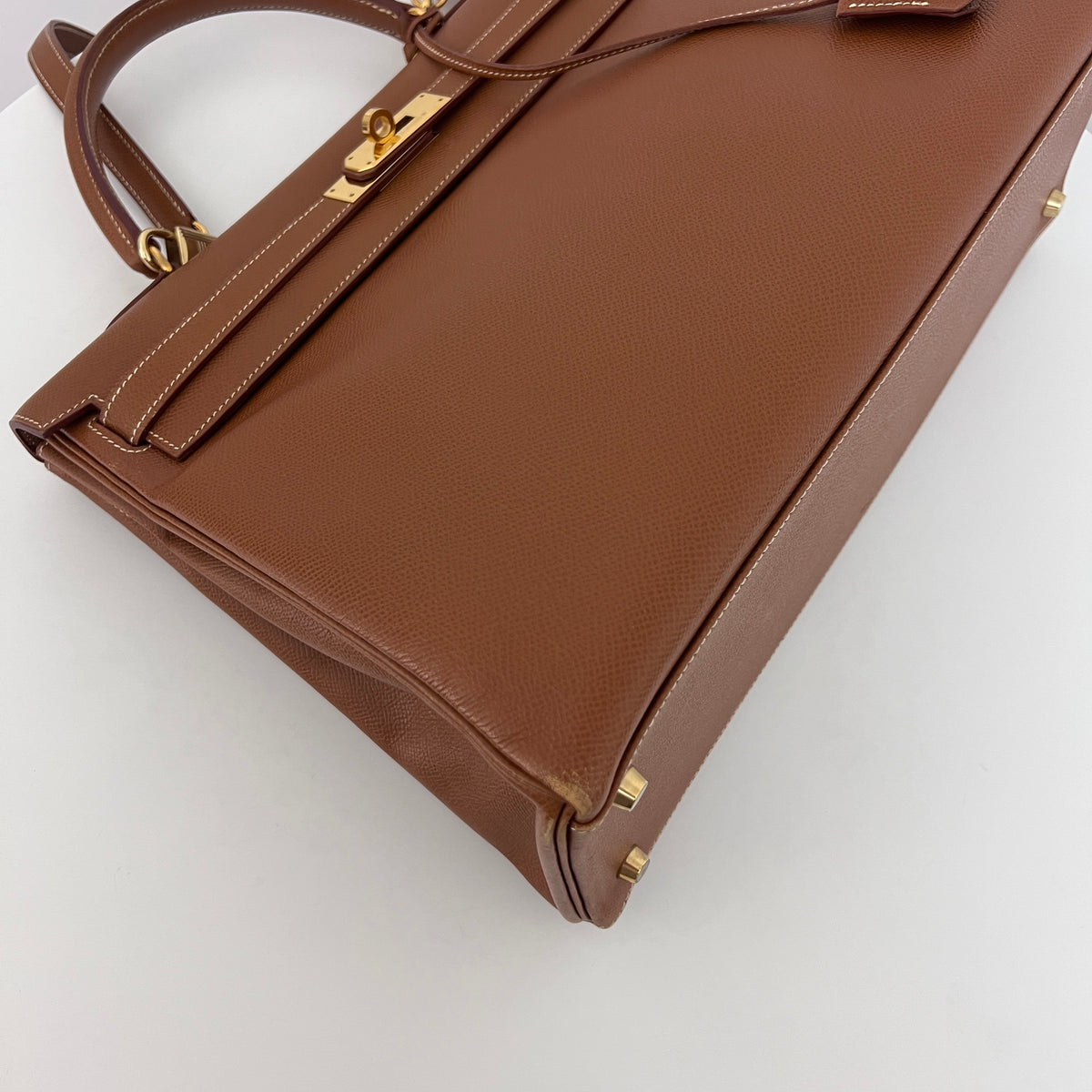 Sac à bandoulière HERMÈS Kelly 35 cuir courchevel retourné marron