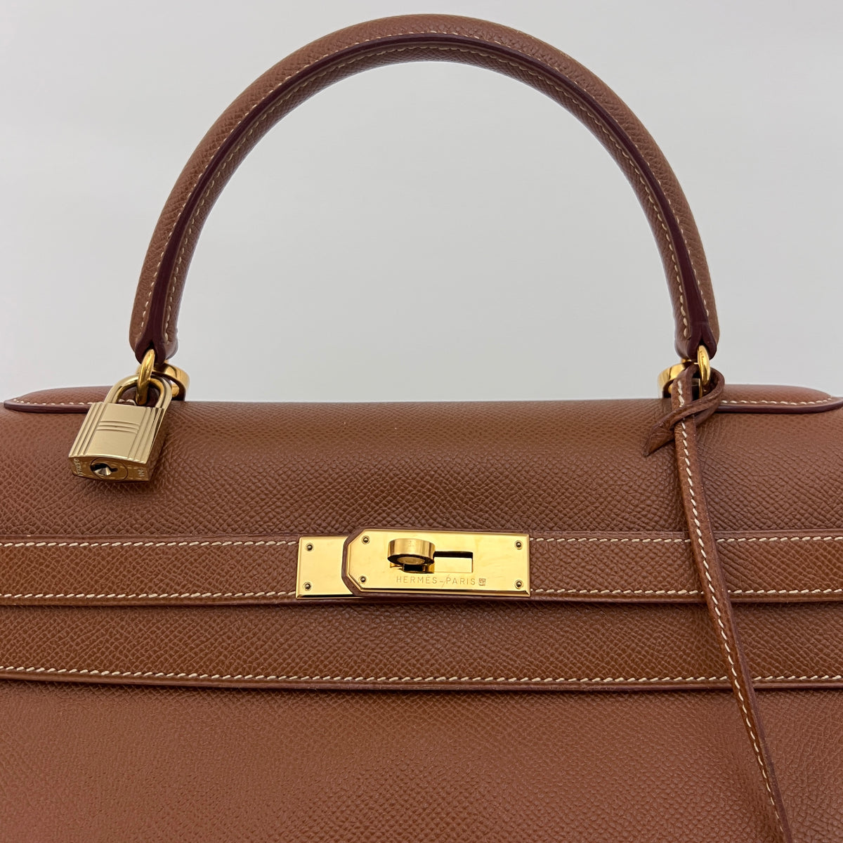 Sac à bandoulière HERMÈS Kelly 35 cuir courchevel retourné marron