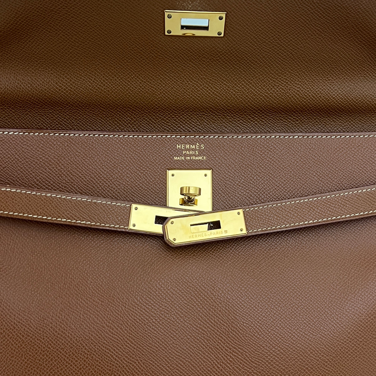 Sac à bandoulière HERMÈS Kelly 35 cuir courchevel retourné marron