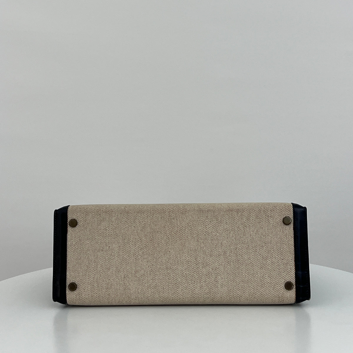 Sac HERMÈS Kelly 32 toile et cuir beige