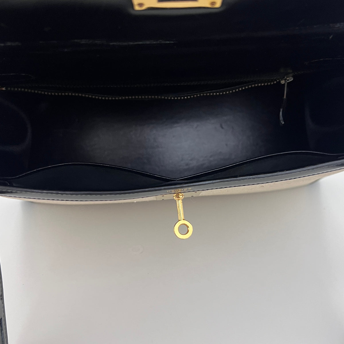Sac HERMÈS Kelly 32 toile et cuir beige