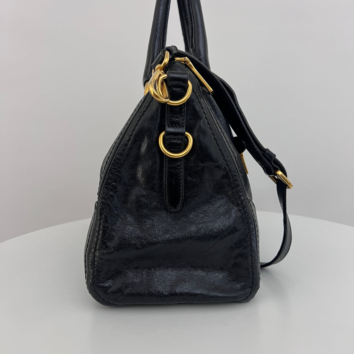 Sac à bandoulière PRADA Bonnie cuir lisse noir