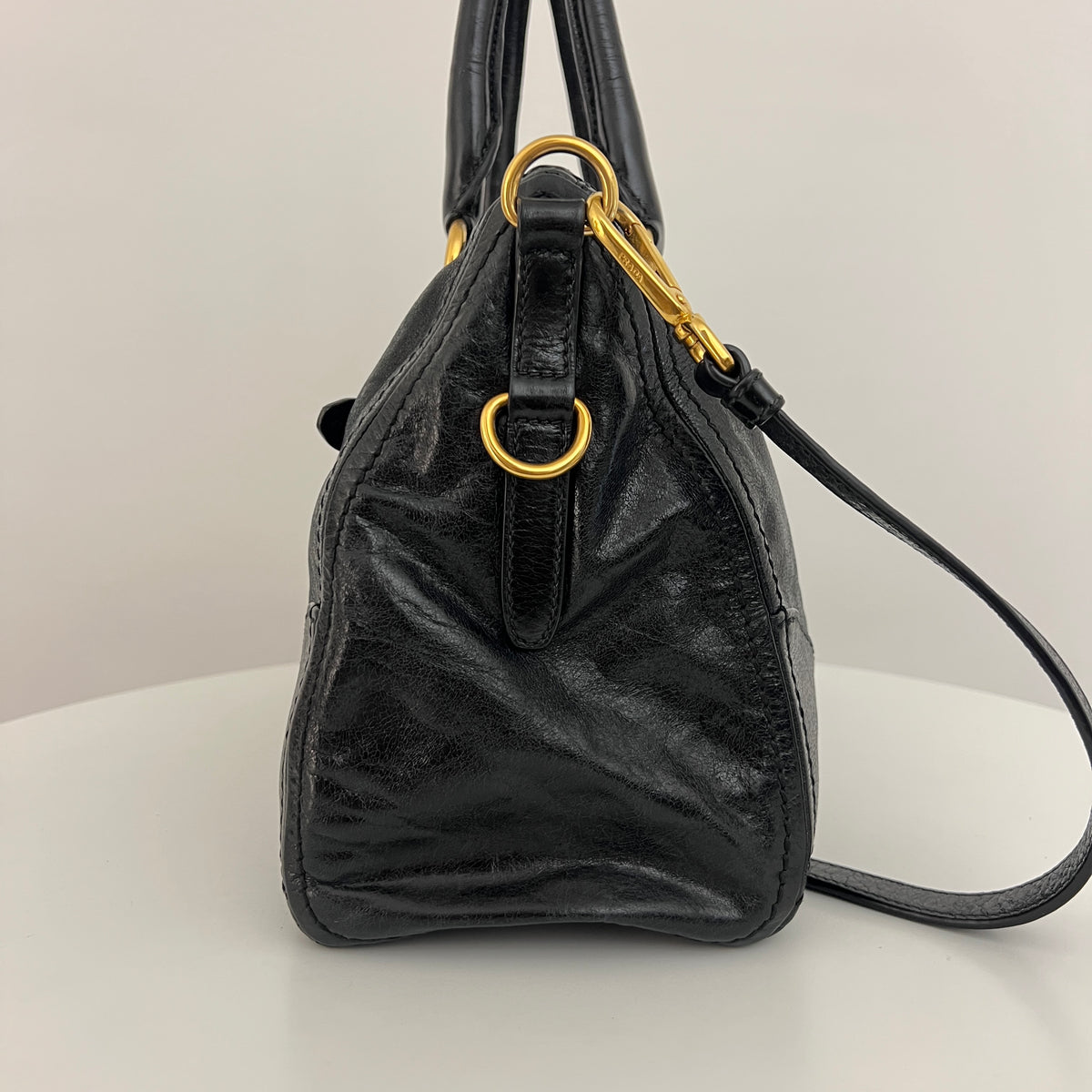 Sac à bandoulière PRADA Bonnie cuir lisse noir