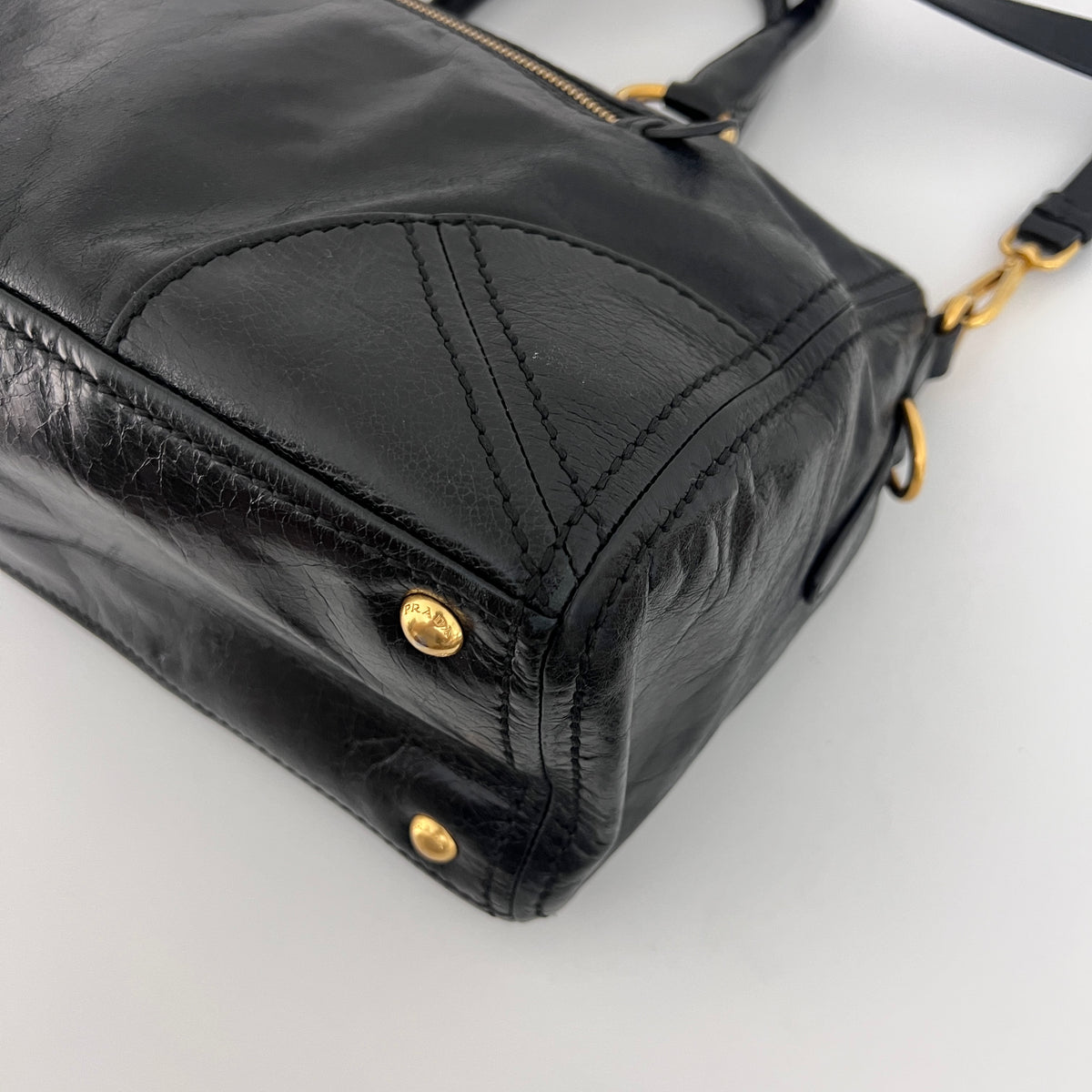Sac à bandoulière PRADA Bonnie cuir lisse noir